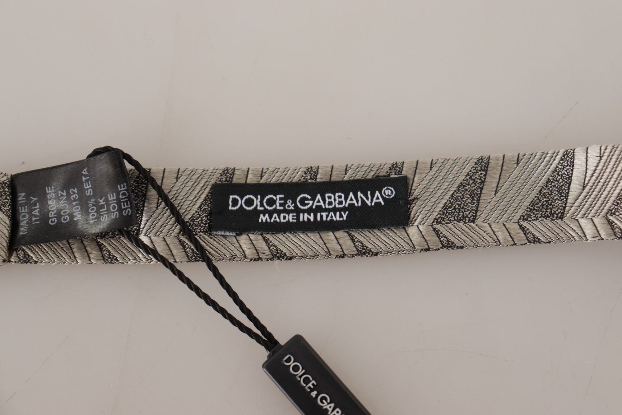 Dolce & Gabbana Gray 100% Silk Adjustable Neck Papillon Bow Tie - Maison Luxe