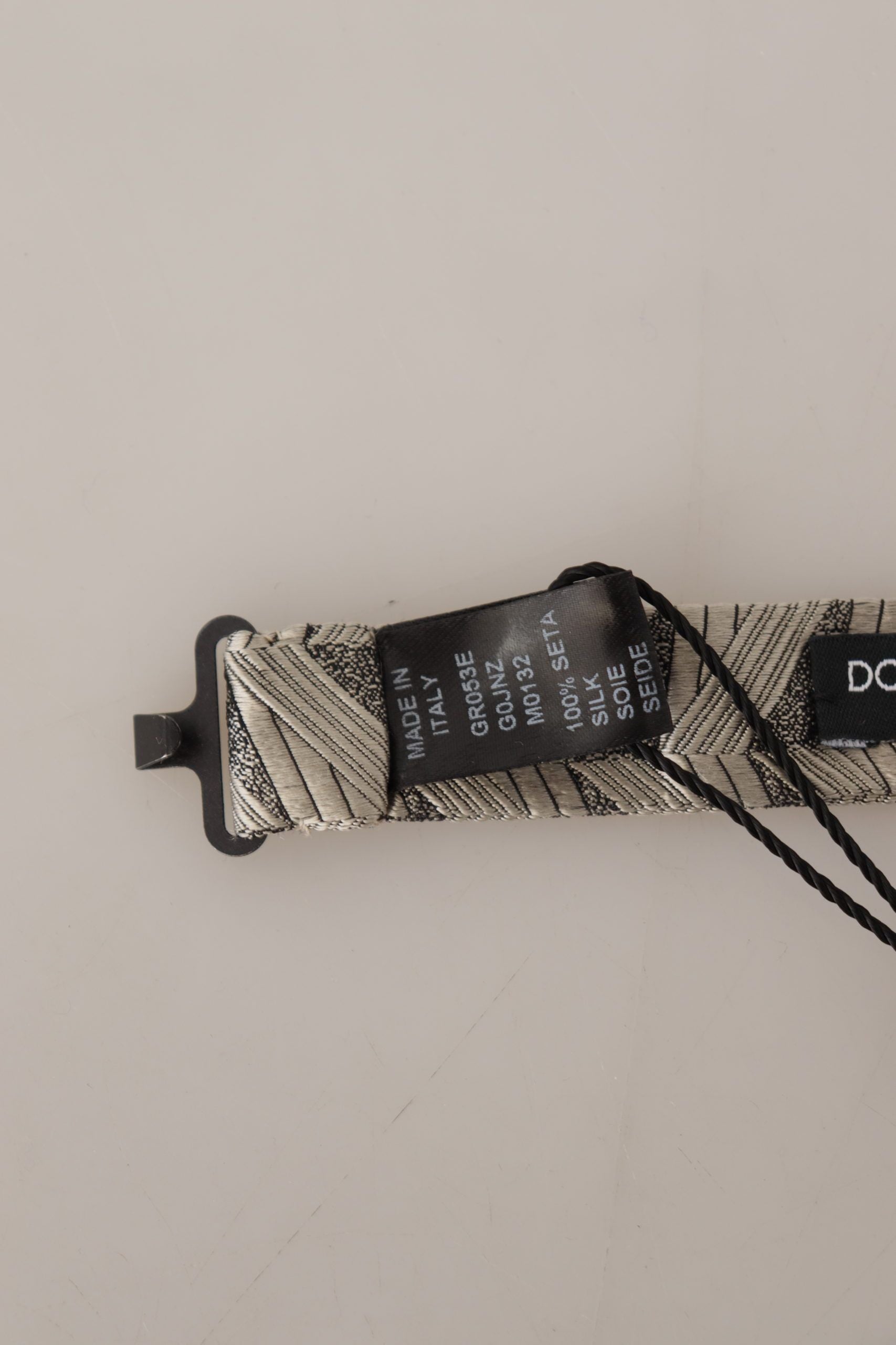 Dolce & Gabbana Gray 100% Silk Adjustable Neck Papillon Bow Tie - Maison Luxe