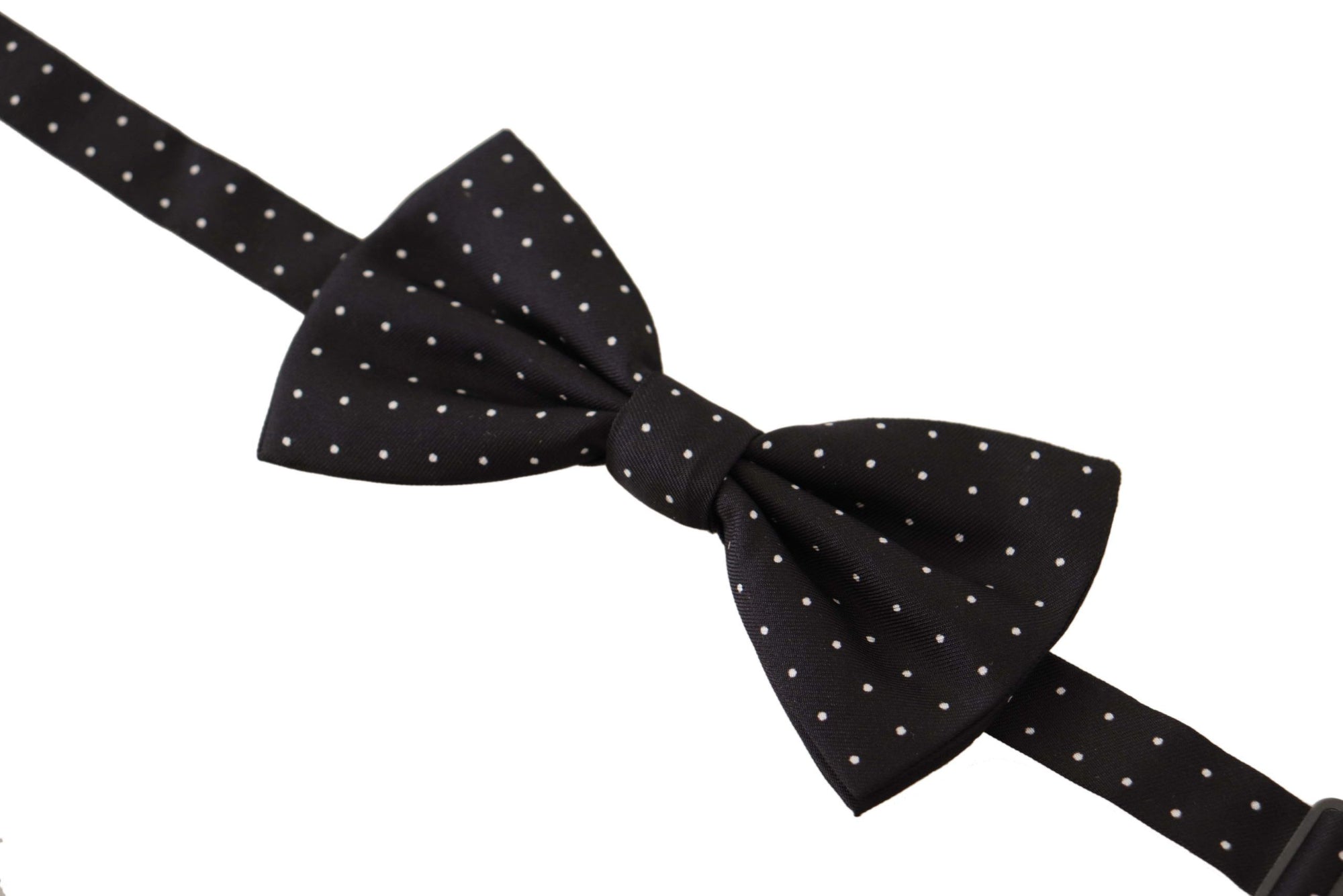 Dolce & Gabbana Black White Polka Dot 100% Silk Neck Papillon Tie - Maison Luxe