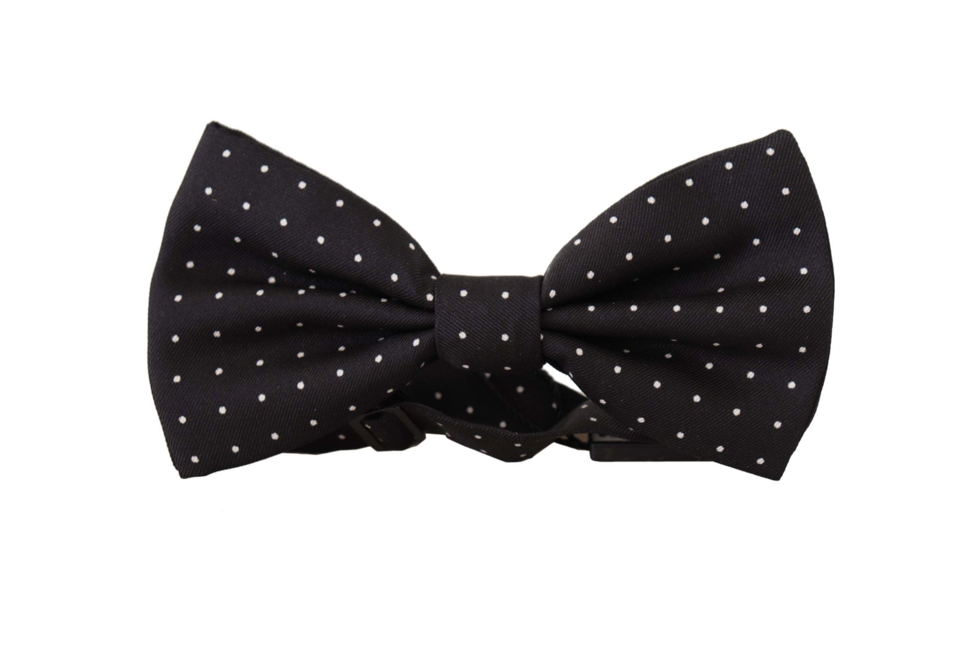 Dolce & Gabbana Black White Polka Dot 100% Silk Neck Papillon Tie - Maison Luxe