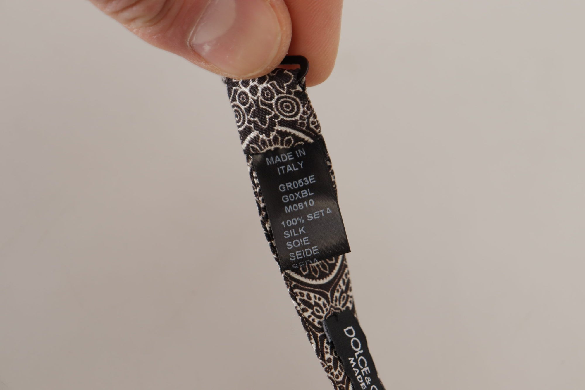 Dolce & Gabbana Black white 100% Silk Adjustable Neck Papillon Tie - Maison Luxe