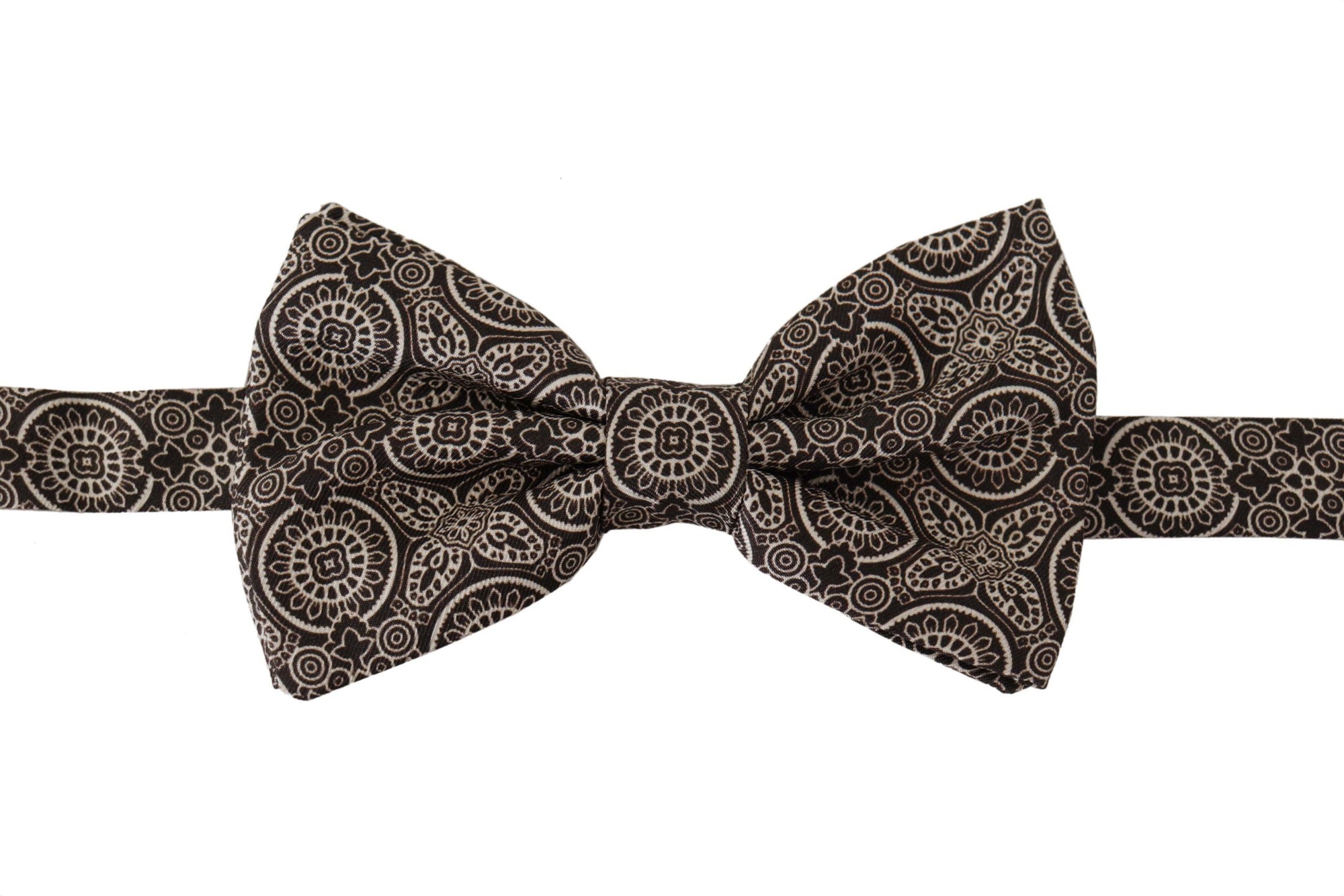 Dolce & Gabbana Black white 100% Silk Adjustable Neck Papillon Tie - Maison Luxe