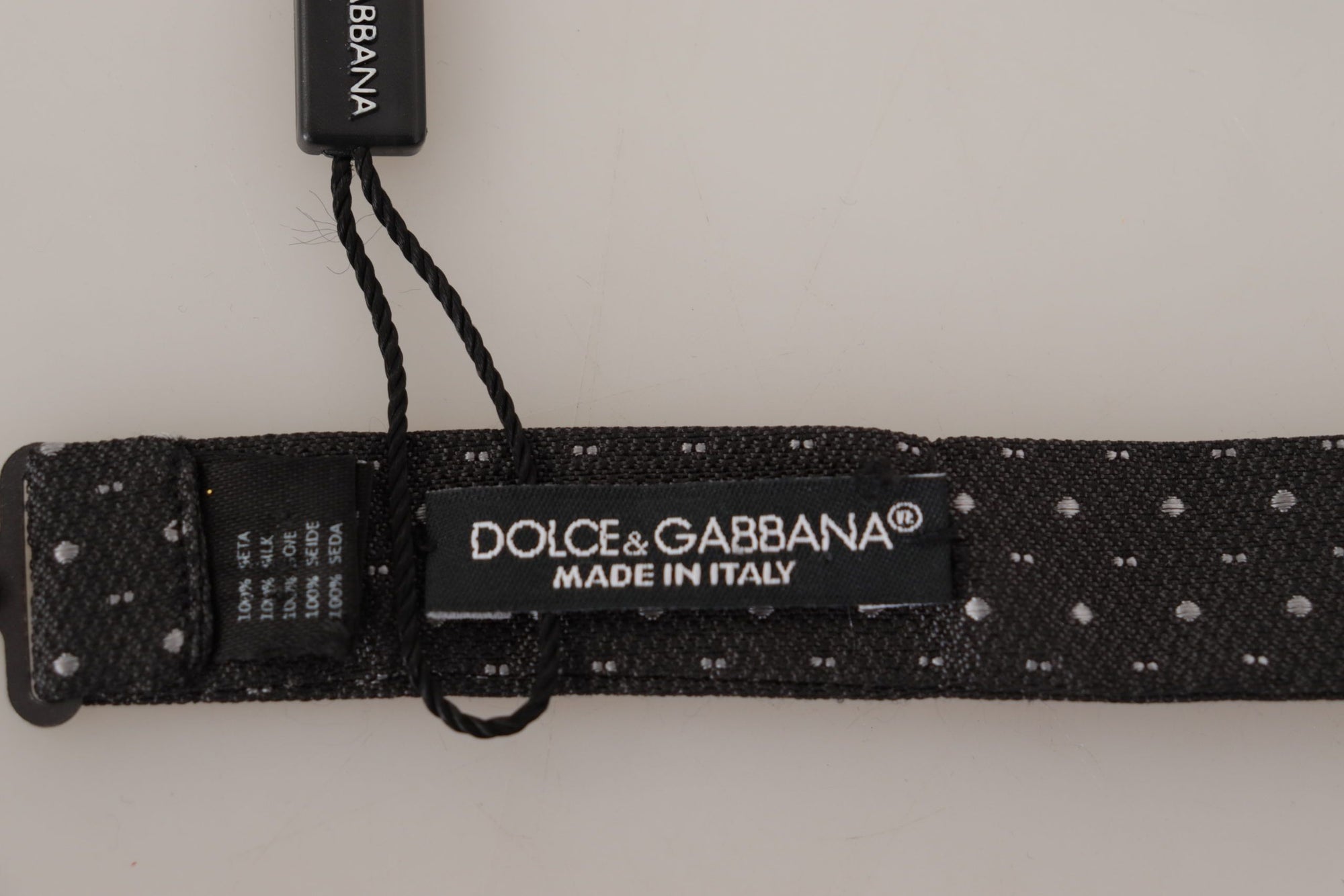 Dolce & Gabbana Gray Polka Dot 100% Silk Neck Papillon Tie - Maison Luxe