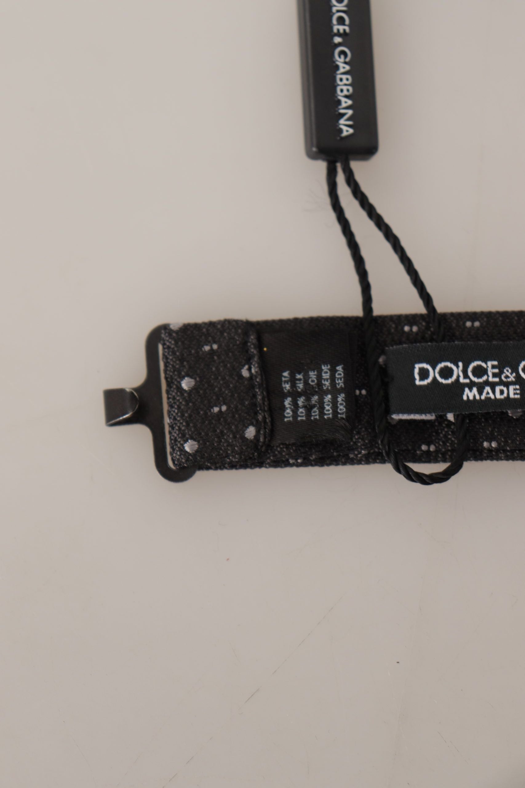 Dolce & Gabbana Gray Polka Dot 100% Silk Neck Papillon Tie - Maison Luxe