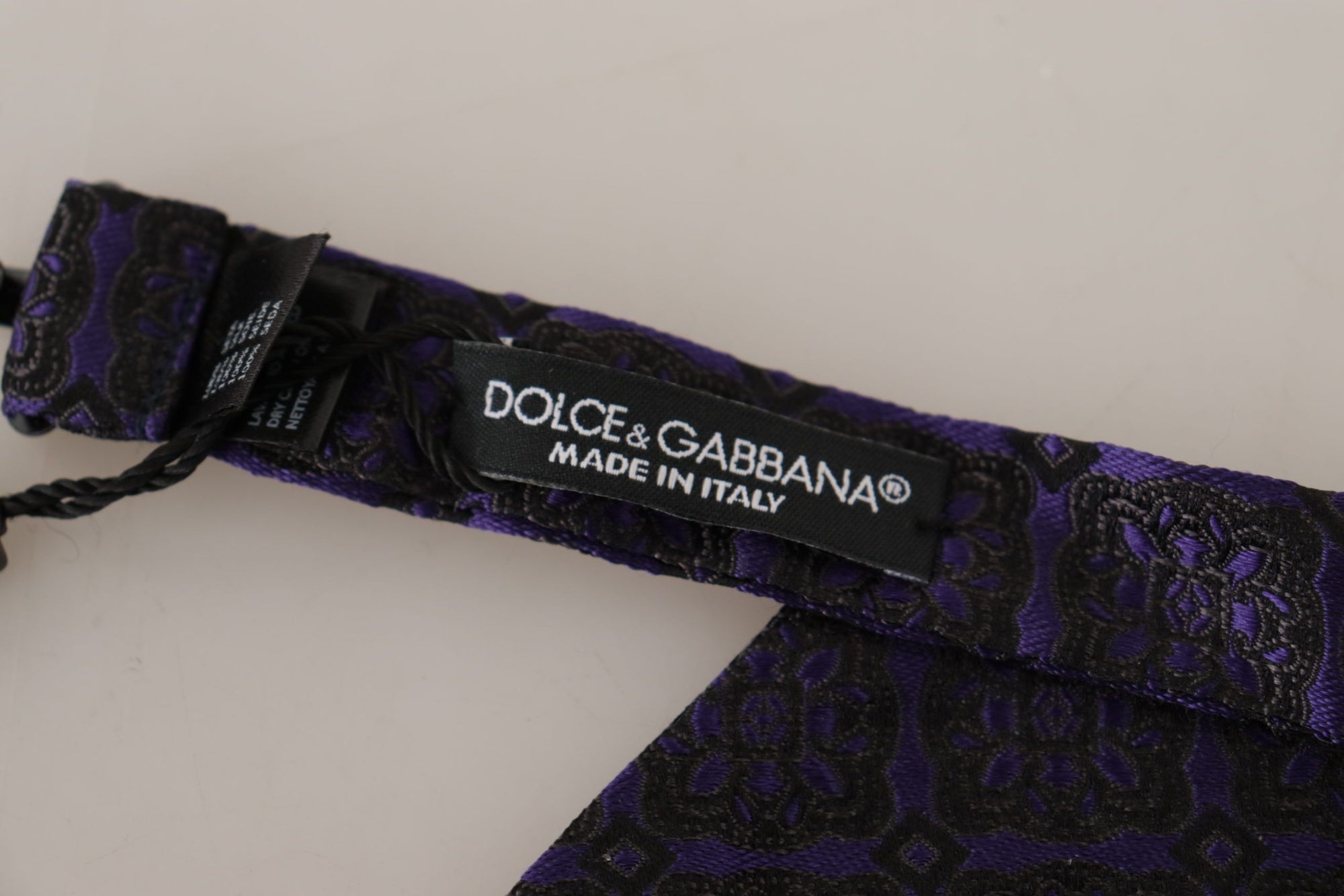Dolce & Gabbana Blue Geometric Silk Adjustable Neck Papillon Tie - Maison Luxe