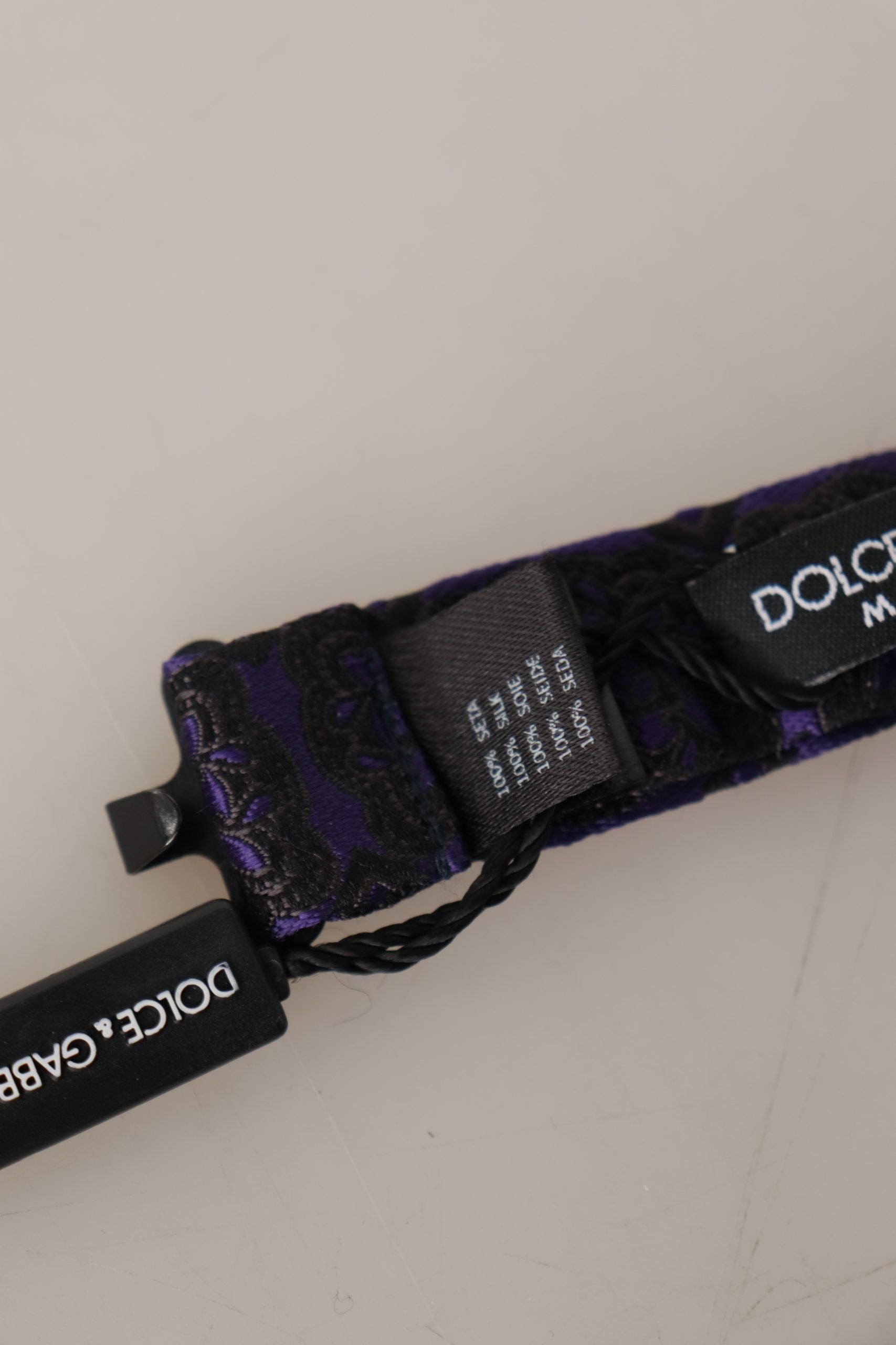 Dolce & Gabbana Blue Geometric Silk Adjustable Neck Papillon Tie - Maison Luxe