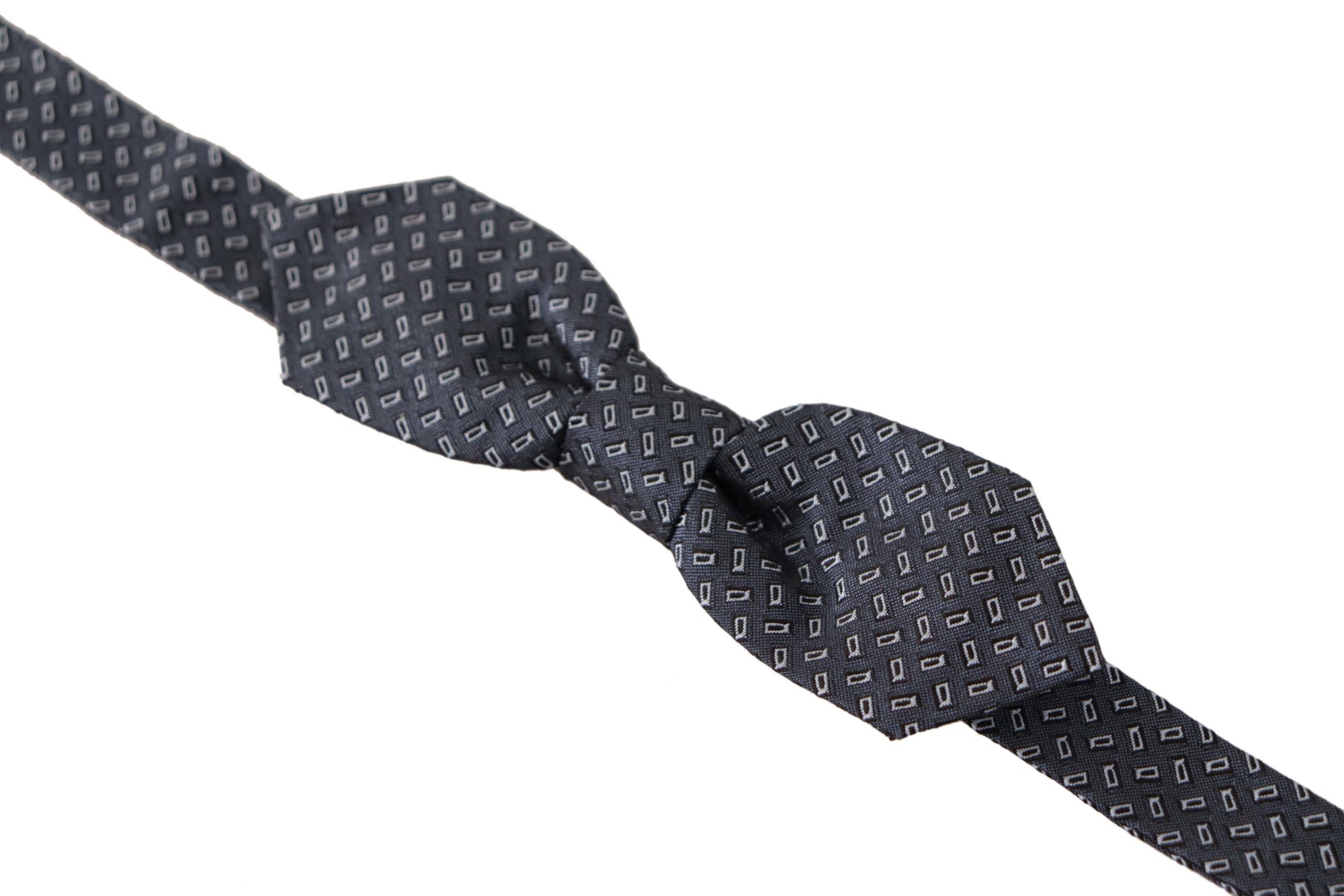 Dolce & Gabbana Blue Gray Polka Dot 100% Silk Neck Papillon Tie - Maison Luxe