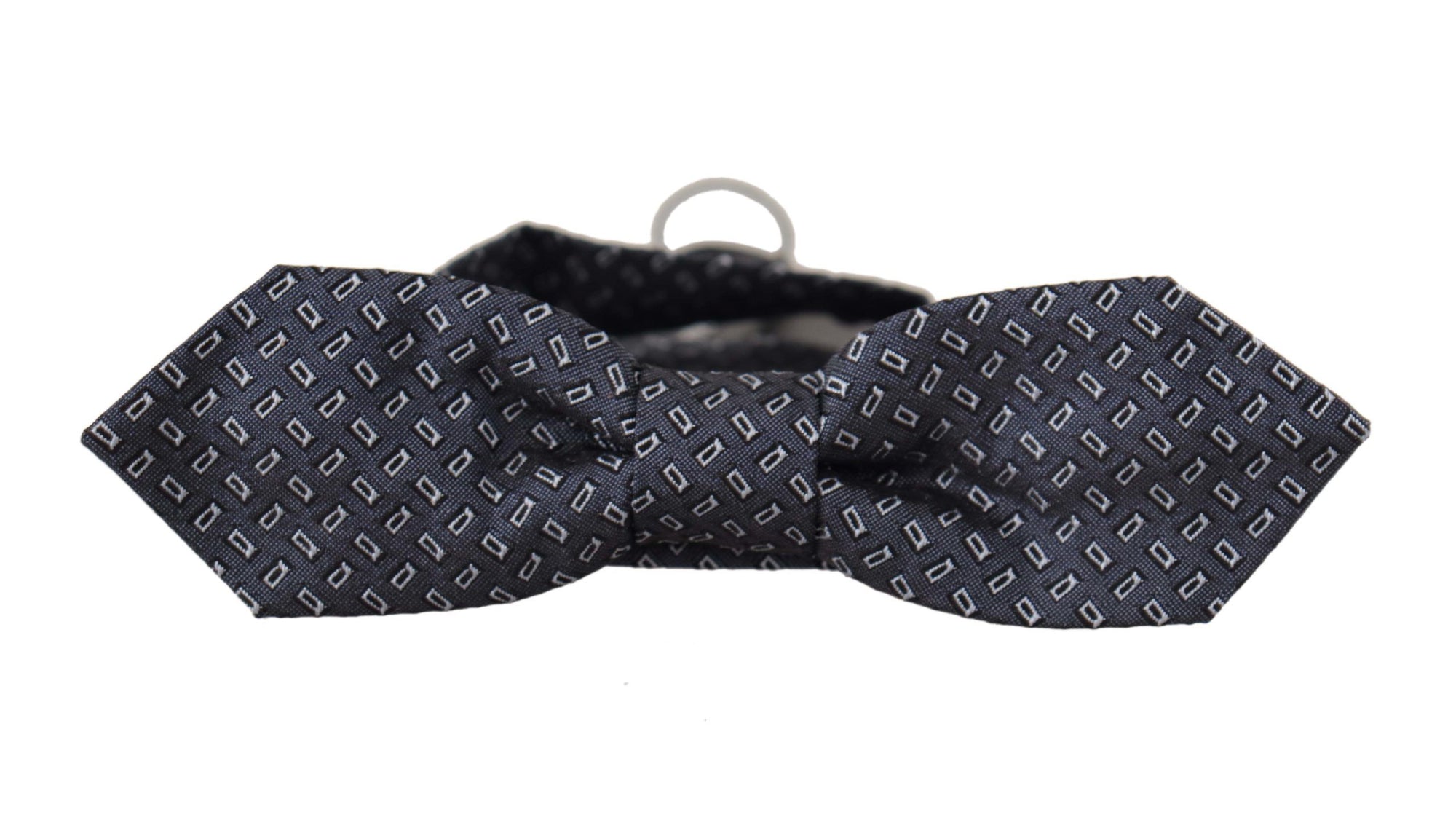 Dolce & Gabbana Blue Gray Polka Dot 100% Silk Neck Papillon Tie - Maison Luxe