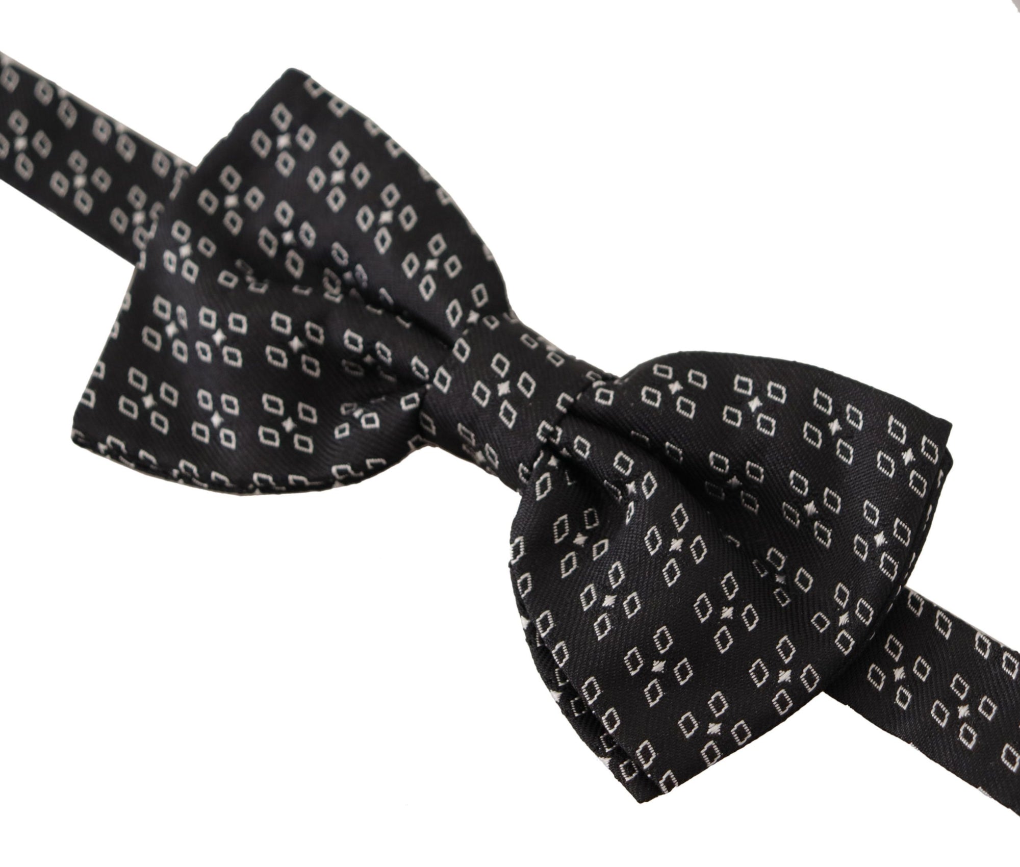 Dolce & Gabbana Black White Polka Dot 100% Silk Neck Papillon Tie - Maison Luxe