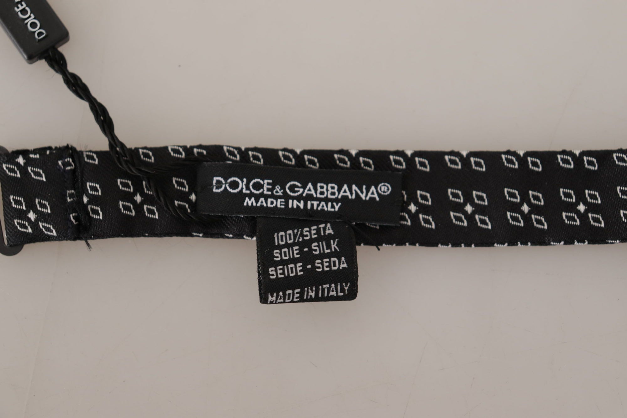 Dolce & Gabbana Black White Polka Dot 100% Silk Neck Papillon Tie - Maison Luxe