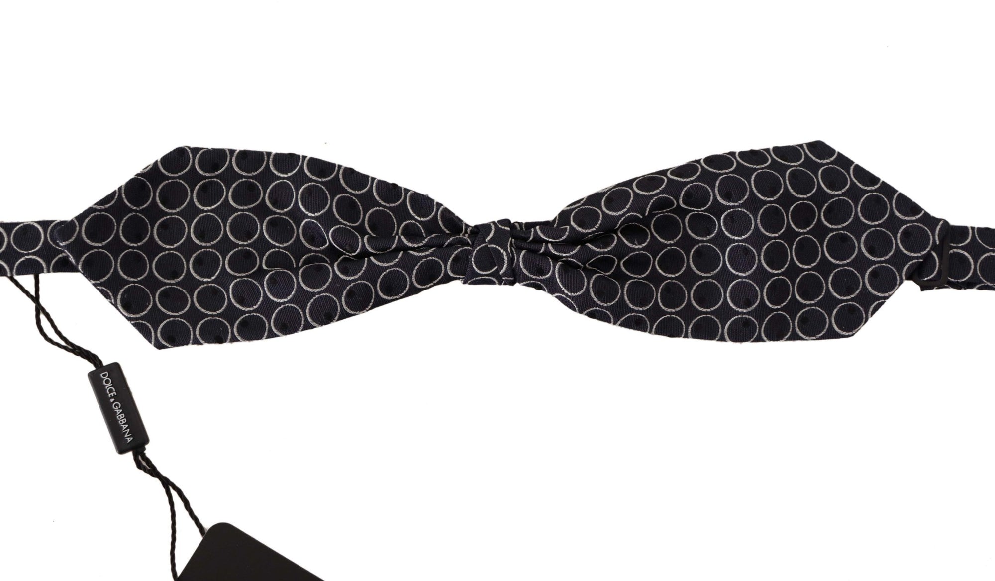 Dolce & Gabbana Black White Round 100% Silk Neck Papillon  Tie - Maison Luxe
