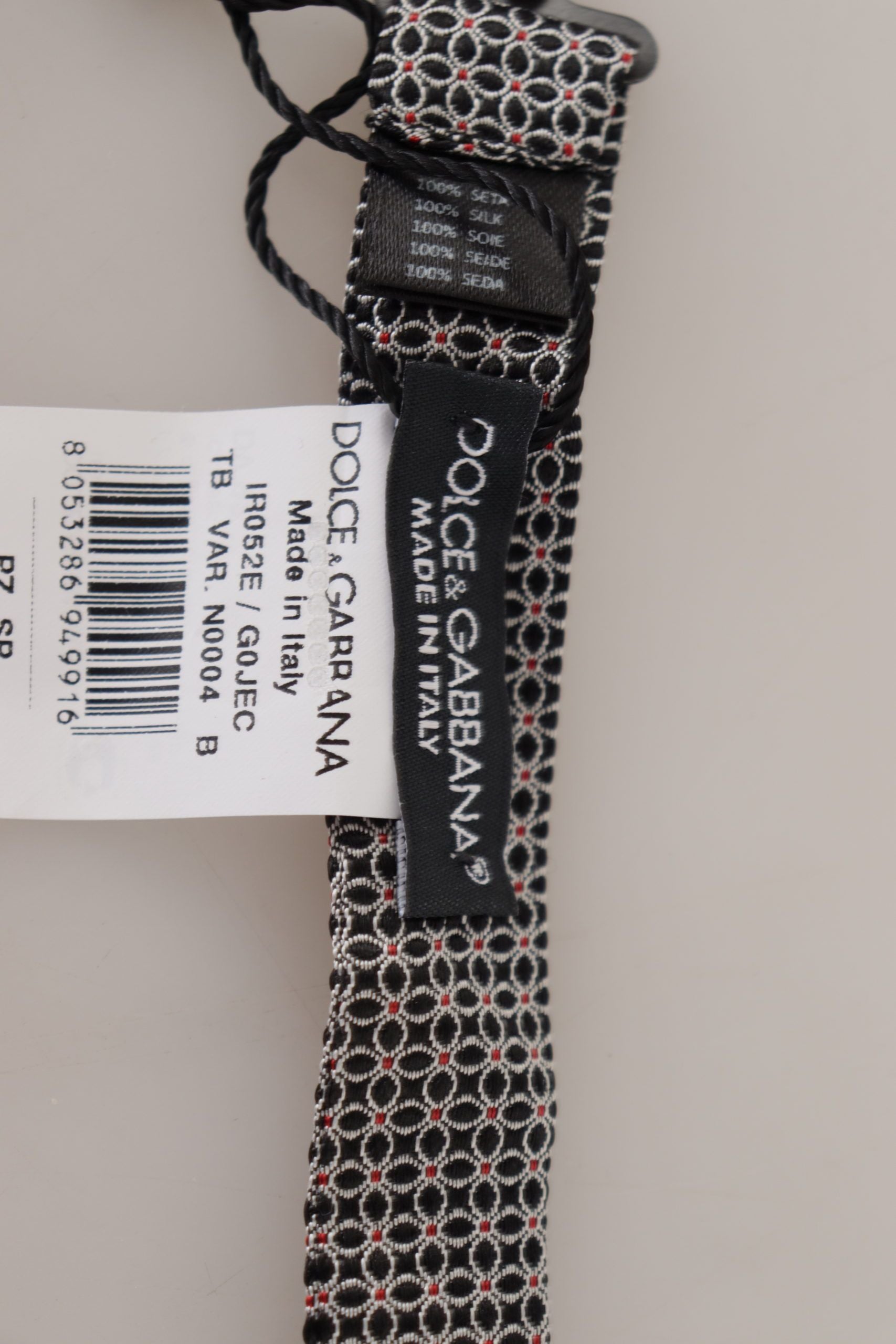 Dolce & Gabbana Black White Flower Pattern Silk Neck Papillon Tie - Maison Luxe