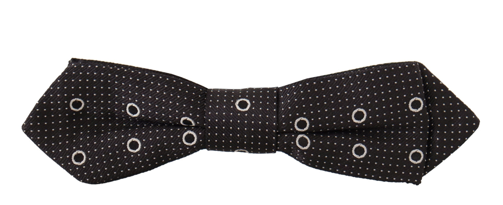 Dolce & Gabbana Black White Polka Dot 100% Silk Neck Papillon Tie - Maison Luxe