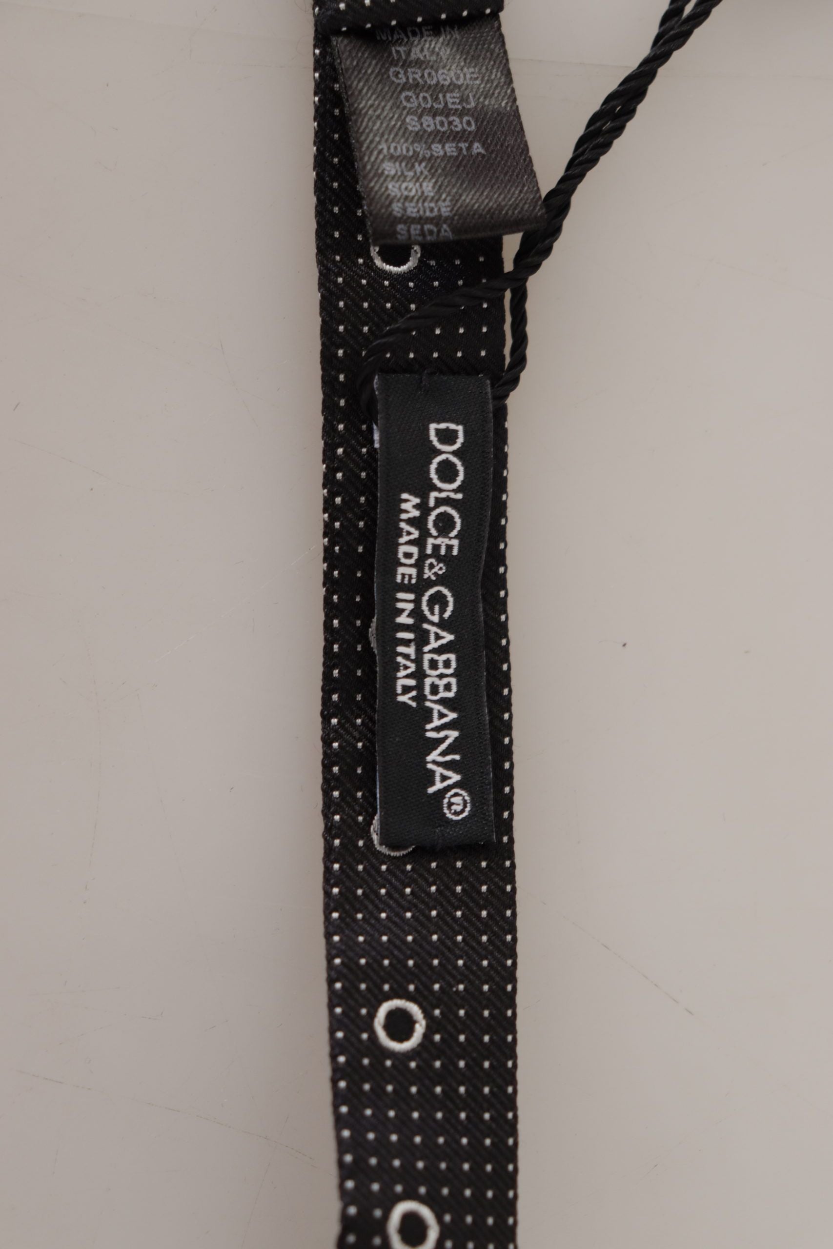 Dolce & Gabbana Black White Polka Dot 100% Silk Neck Papillon Tie - Maison Luxe