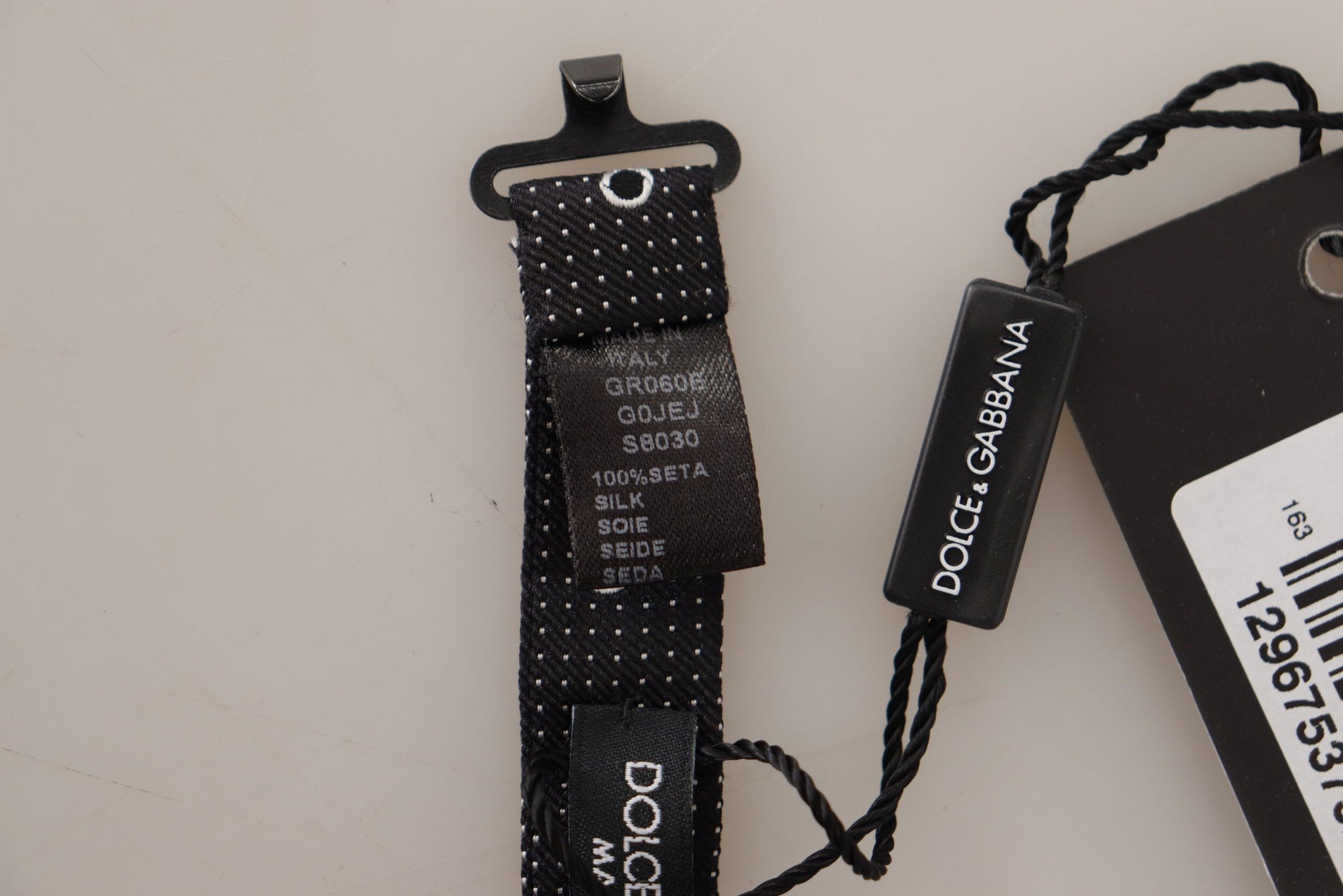 Dolce & Gabbana Black White Polka Dot 100% Silk Neck Papillon Tie - Maison Luxe