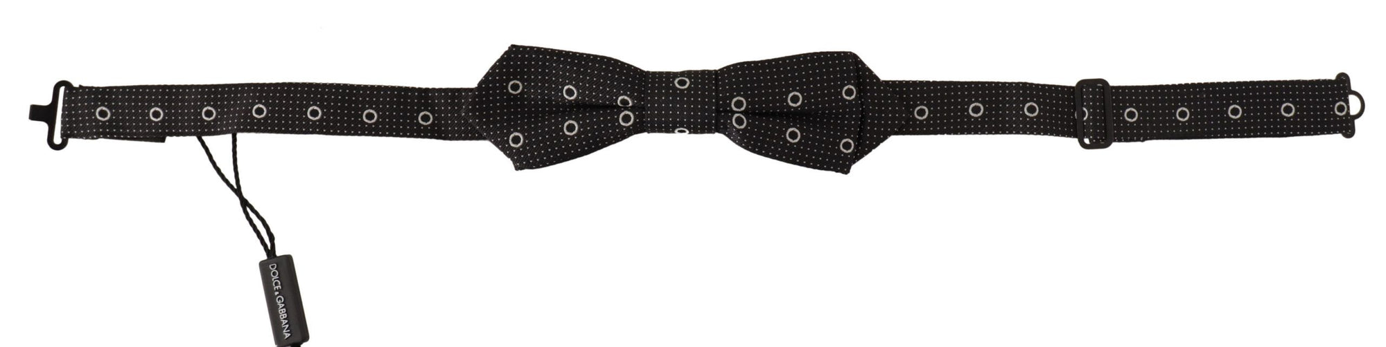 Dolce & Gabbana Black White Polka Dot 100% Silk Neck Papillon Tie - Maison Luxe