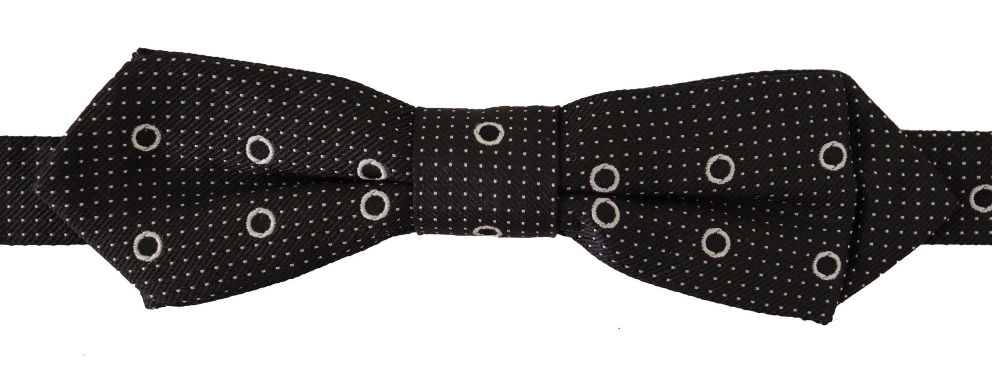 Dolce & Gabbana Black White Polka Dot 100% Silk Neck Papillon Tie - Maison Luxe