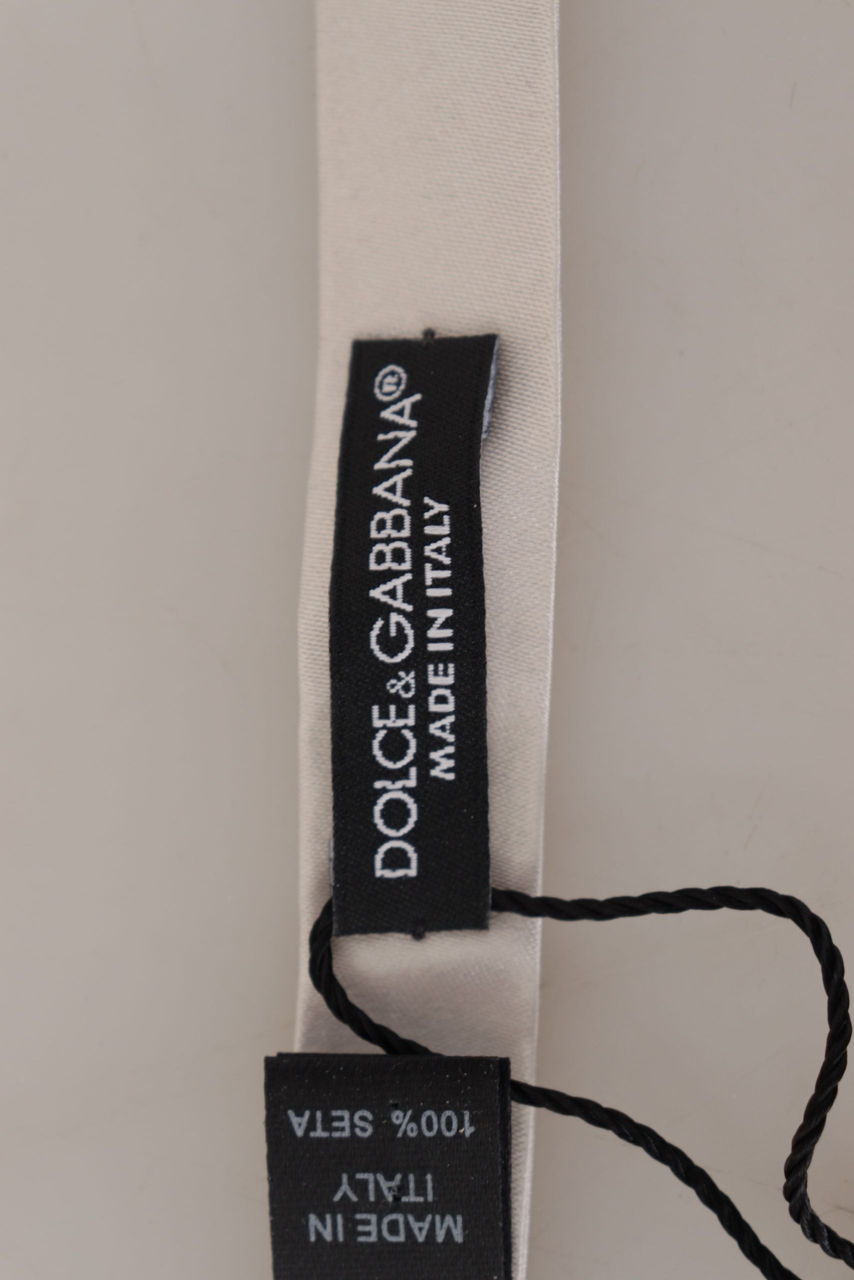 Dolce & Gabbana Gray 100% Silk Adjustable Neck Papillon Tie - Maison Luxe