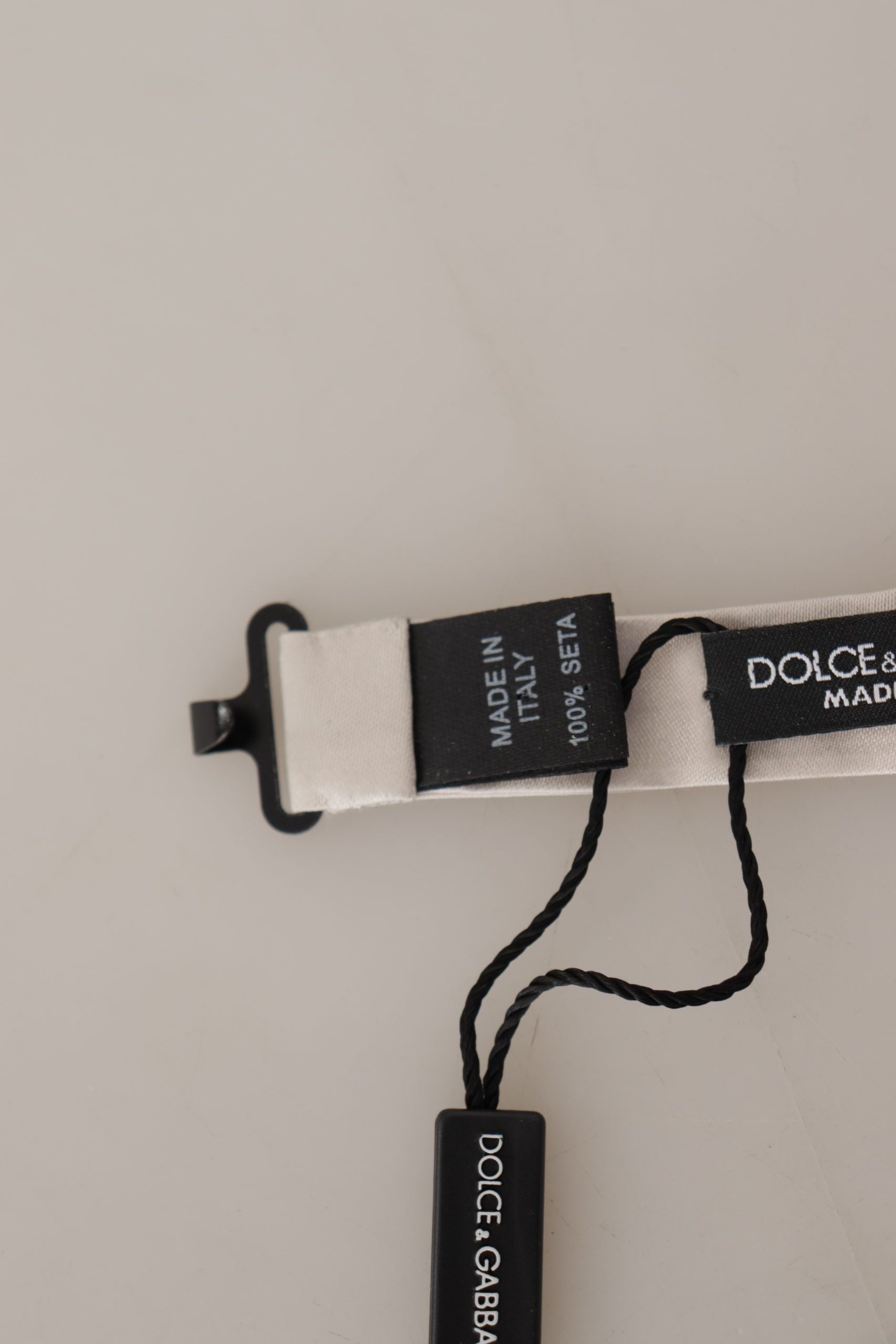 Dolce & Gabbana Gray 100% Silk Adjustable Neck Papillon Tie - Maison Luxe