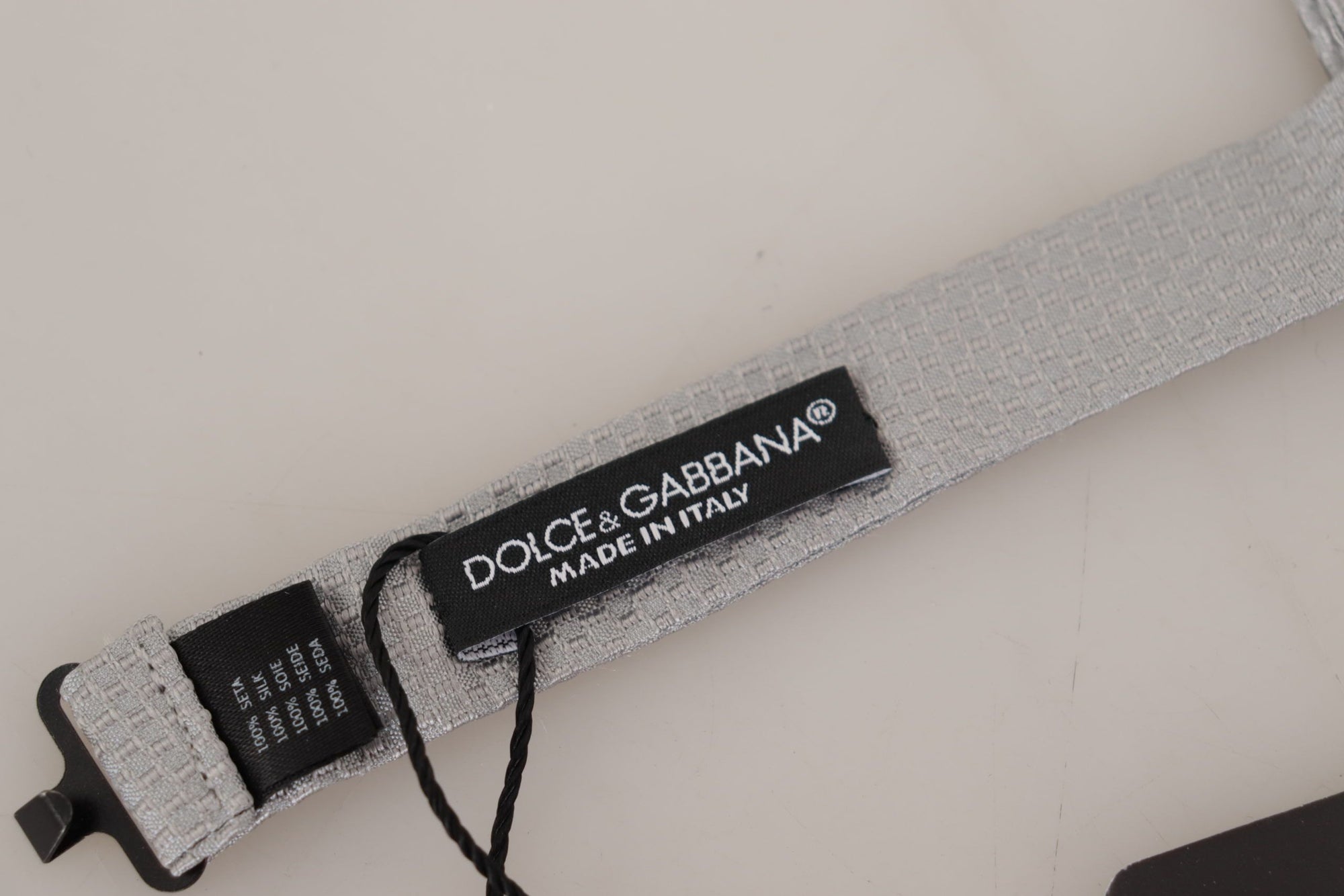 Dolce & Gabbana Gray 100% Silk Adjustable Neck Papillon Tie - Maison Luxe