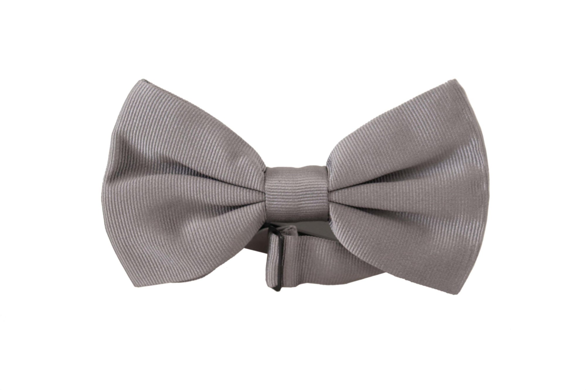 Dolce & Gabbana Gray 100% Silk Adjustable Neck Papillon Tie - Maison Luxe