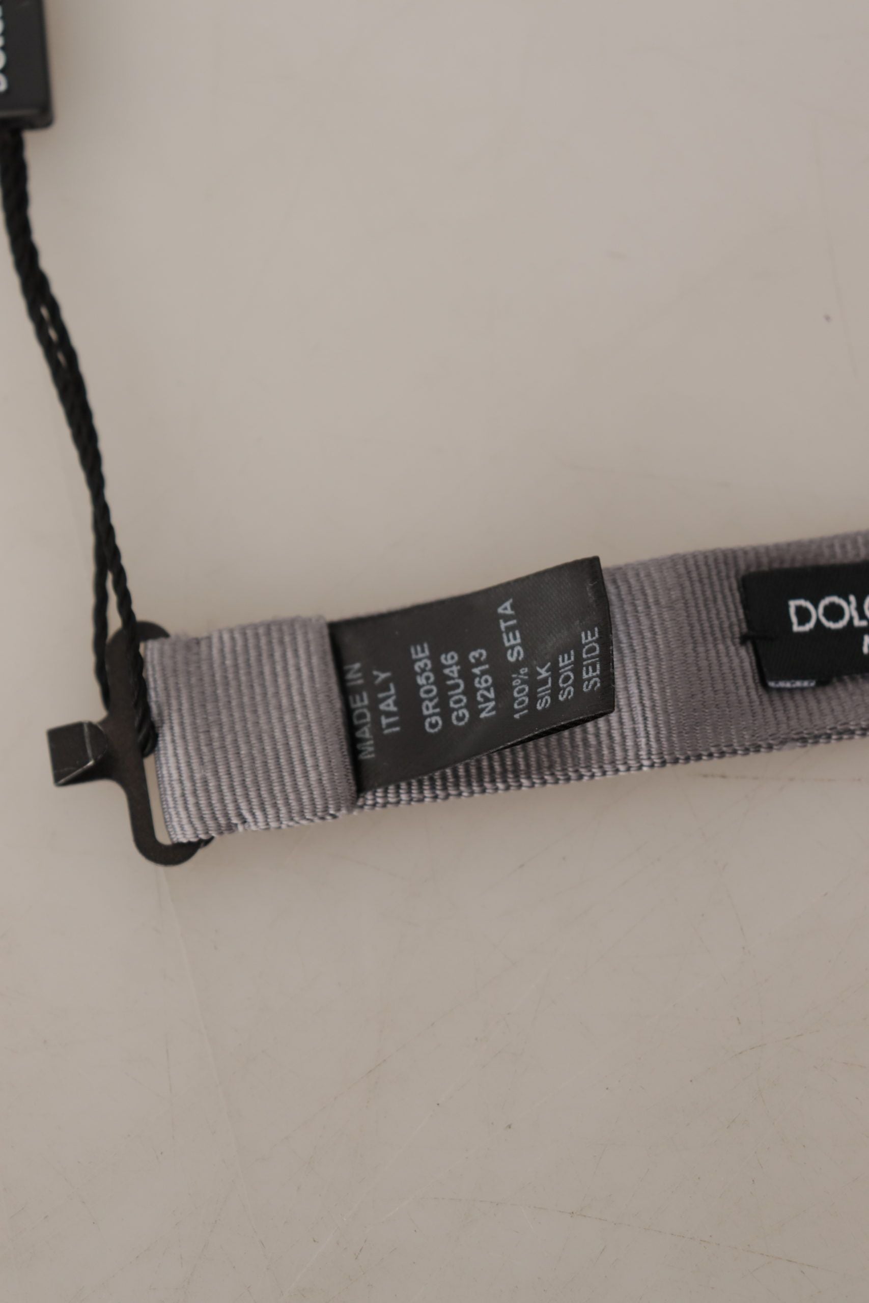 Dolce & Gabbana Gray 100% Silk Adjustable Neck Papillon Tie - Maison Luxe