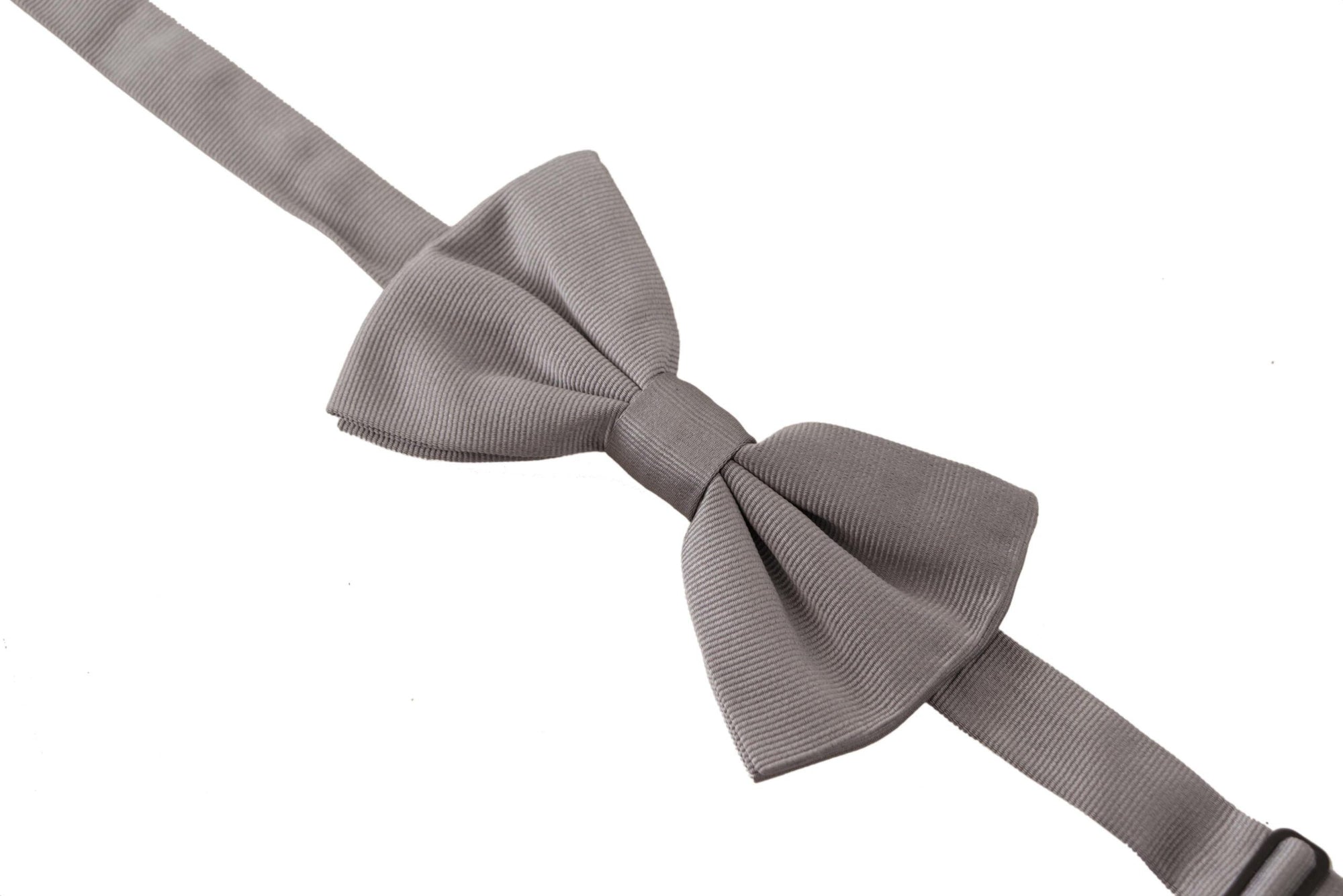 Dolce & Gabbana Gray 100% Silk Adjustable Neck Papillon Tie - Maison Luxe
