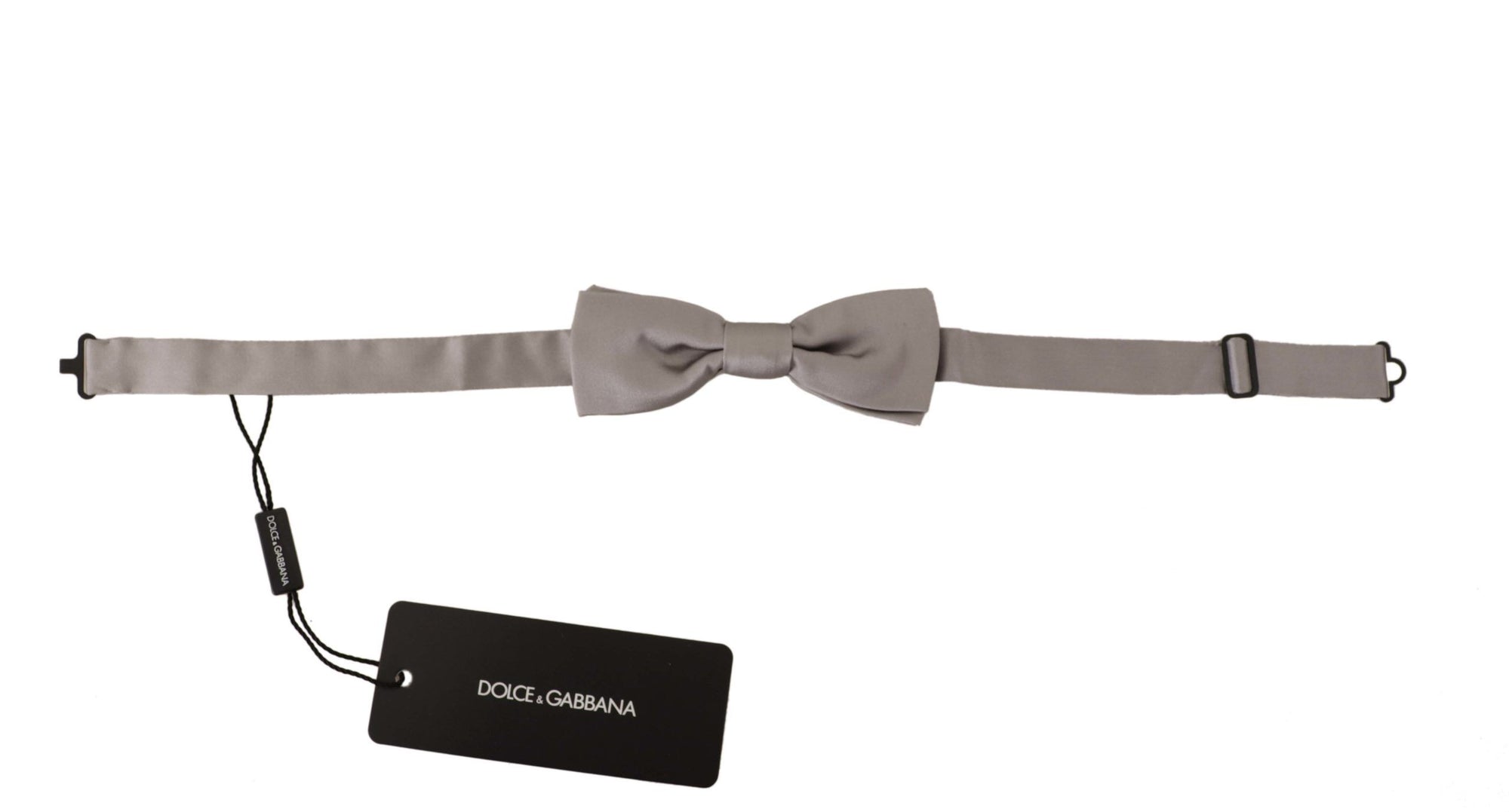 Dolce & Gabbana Silver 100% Silk Slim Adjustable Neck Papillon Tie - Maison Luxe