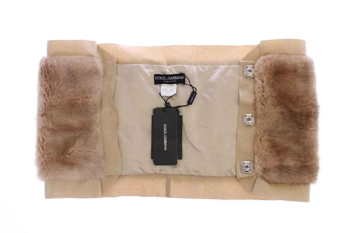 Dolce & Gabbana Beige MINK Fur Scarf Foulard Neck Wrap