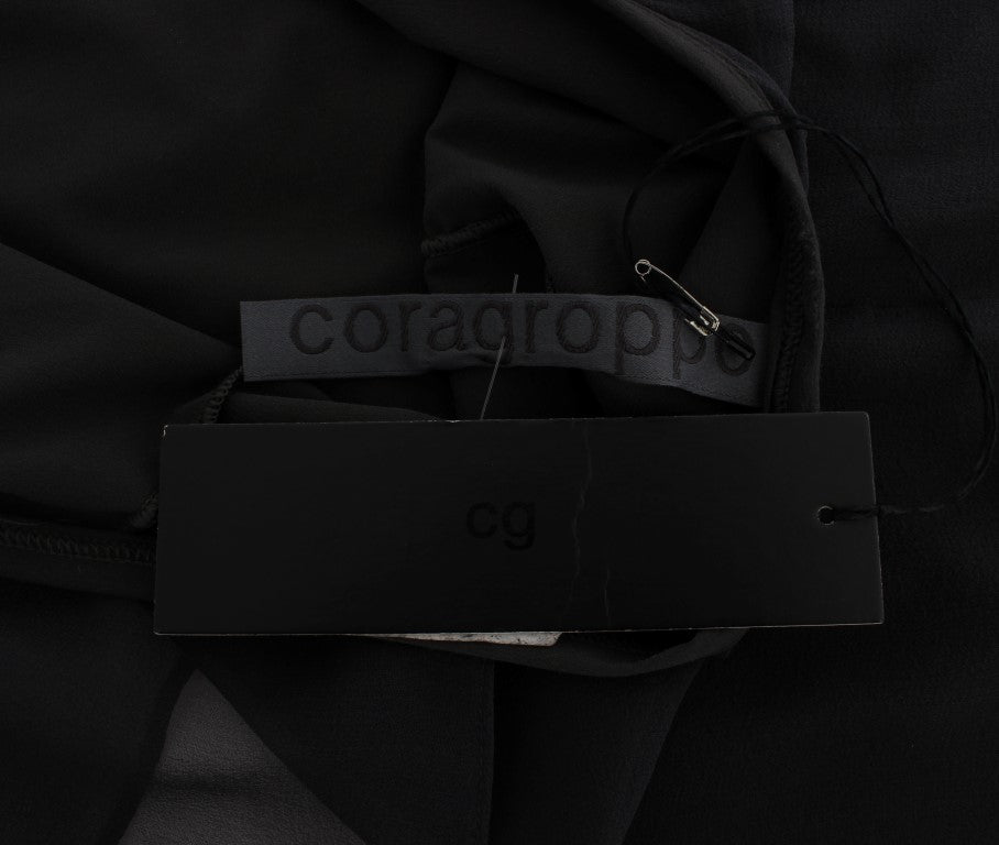 CORA GROPPO Gray Blue Stretch Blouse Top