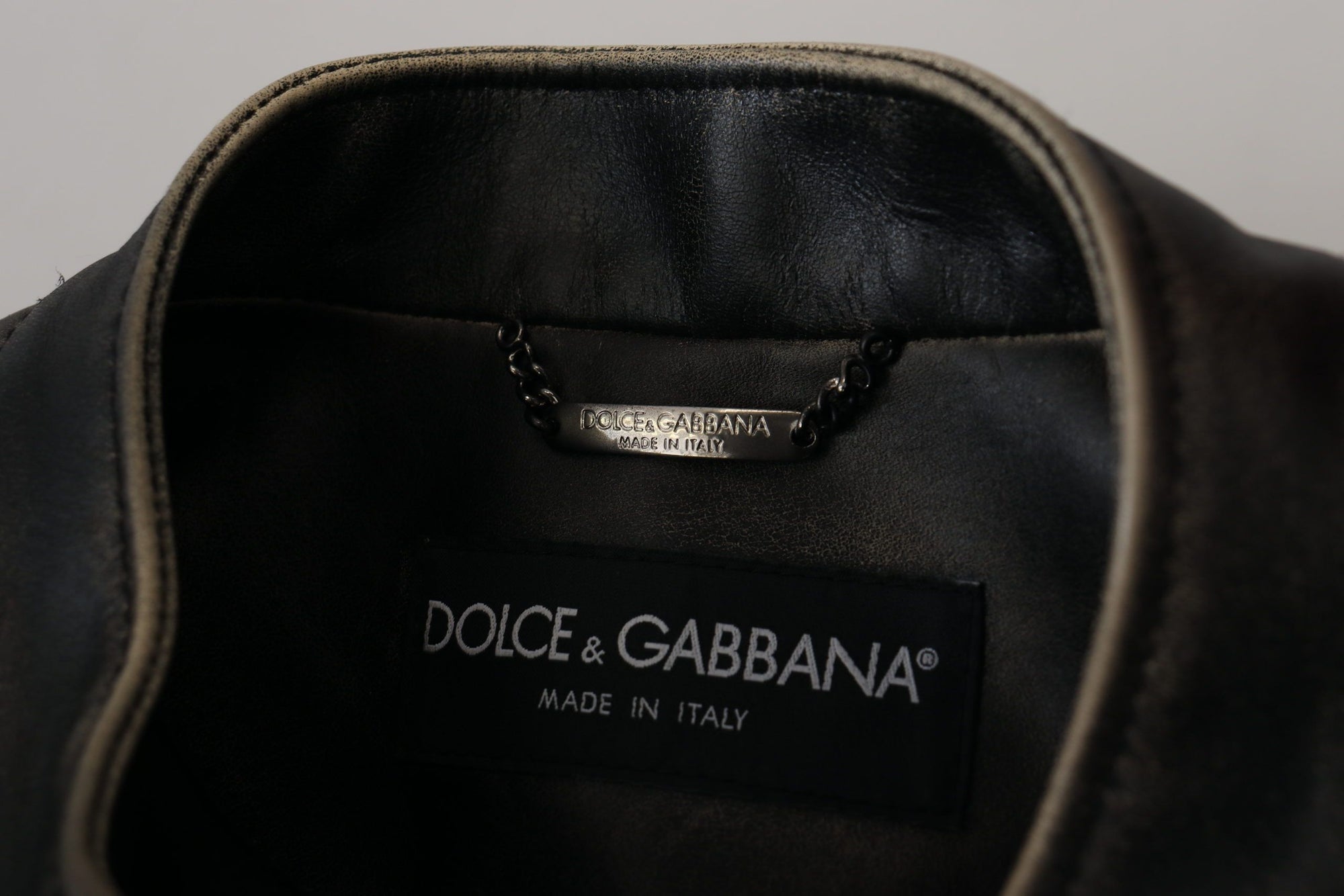 Dolce & Gabbana Black Leather Zipper Biker Coat Jacket