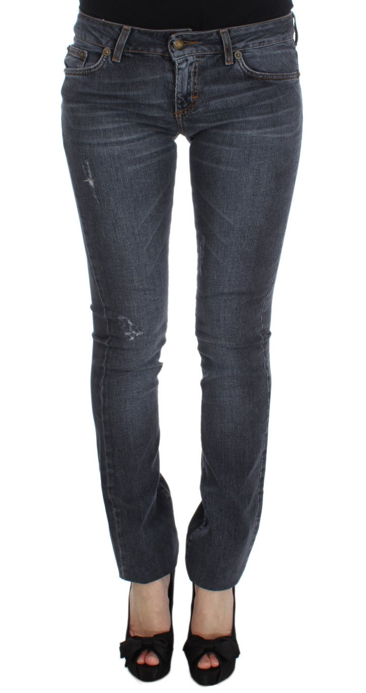 Cavalli Blue Wash Cotton Blend Slim Fit Jeans
