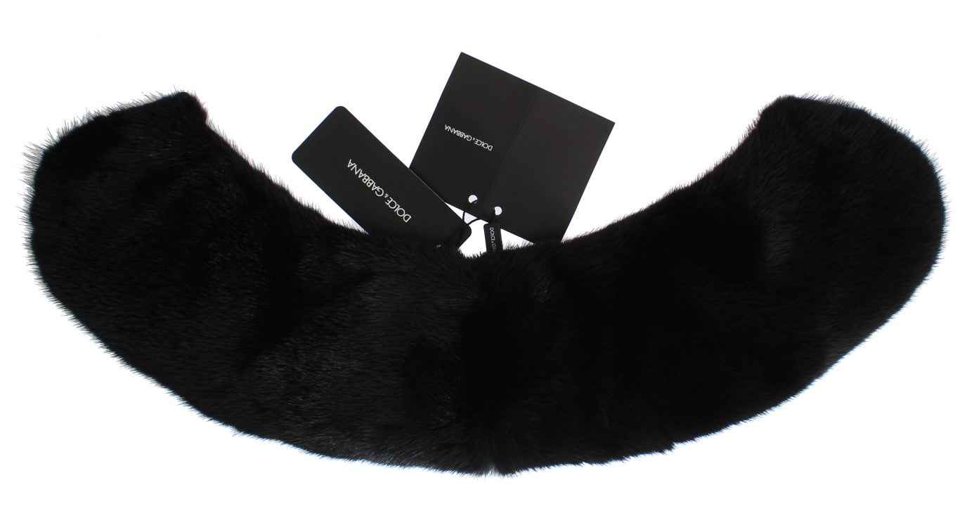 Dolce & Gabbana Black Mink Fur Shoulder Collar Scarf