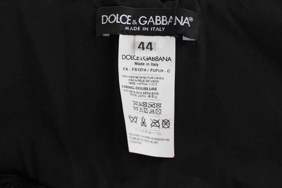 Dolce & Gabbana Black Mink Fur Shoulder Collar Scarf