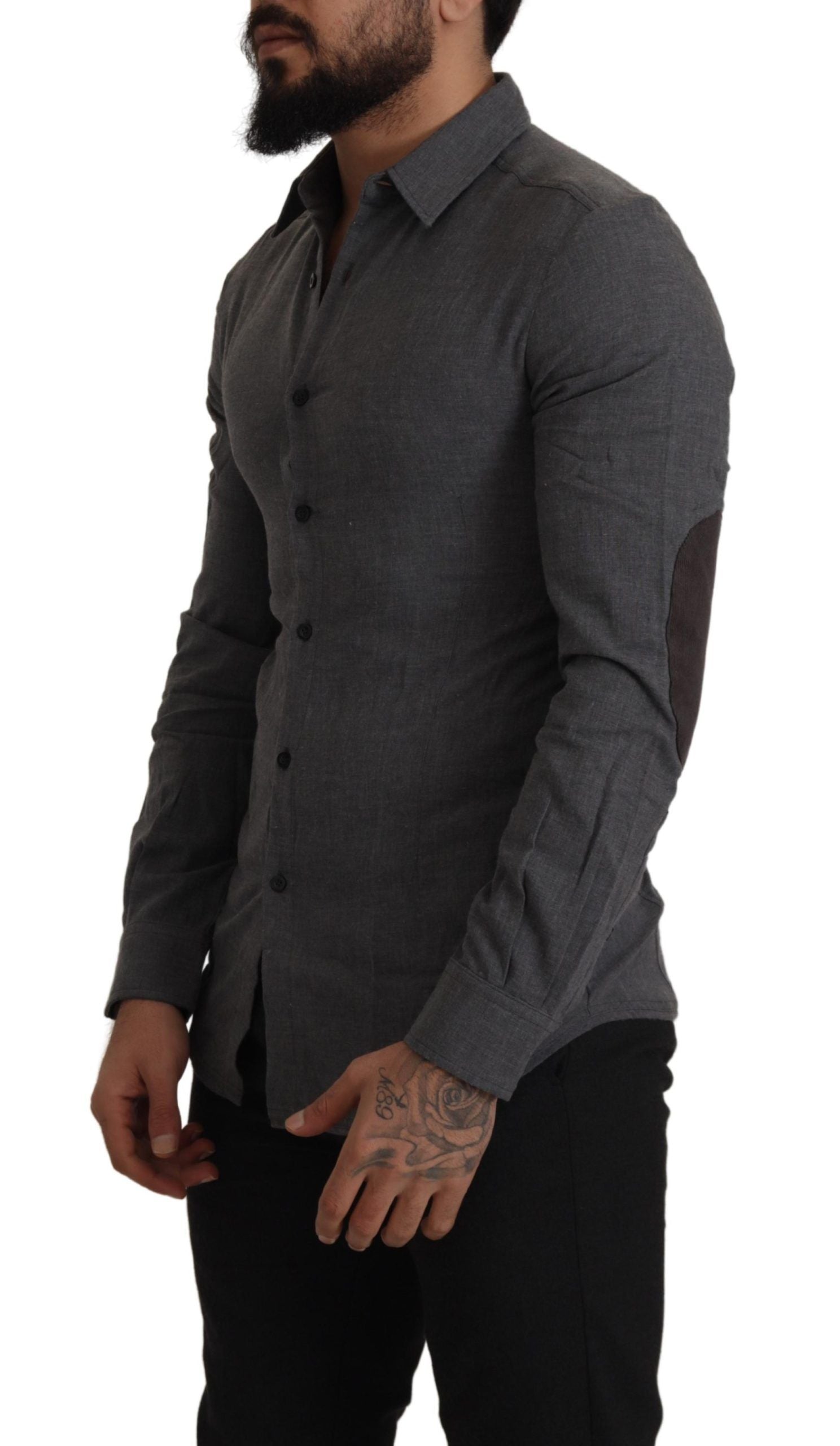 Costume National Dark Gray Cotton Casual Mens Shirt