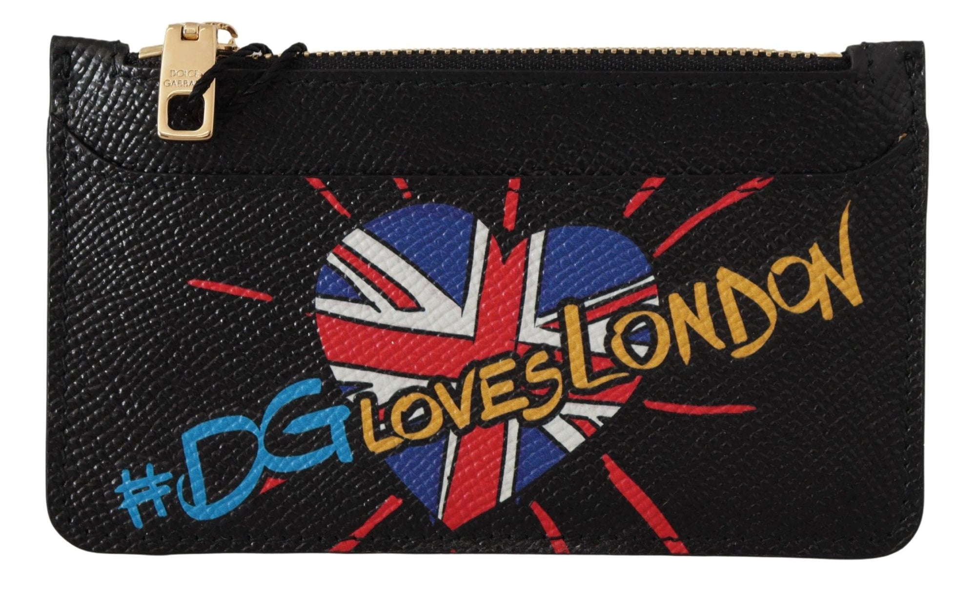Dolce & Gabbana Black Leather #DGLovesLondon Women Cardholder Coin Case Wallet