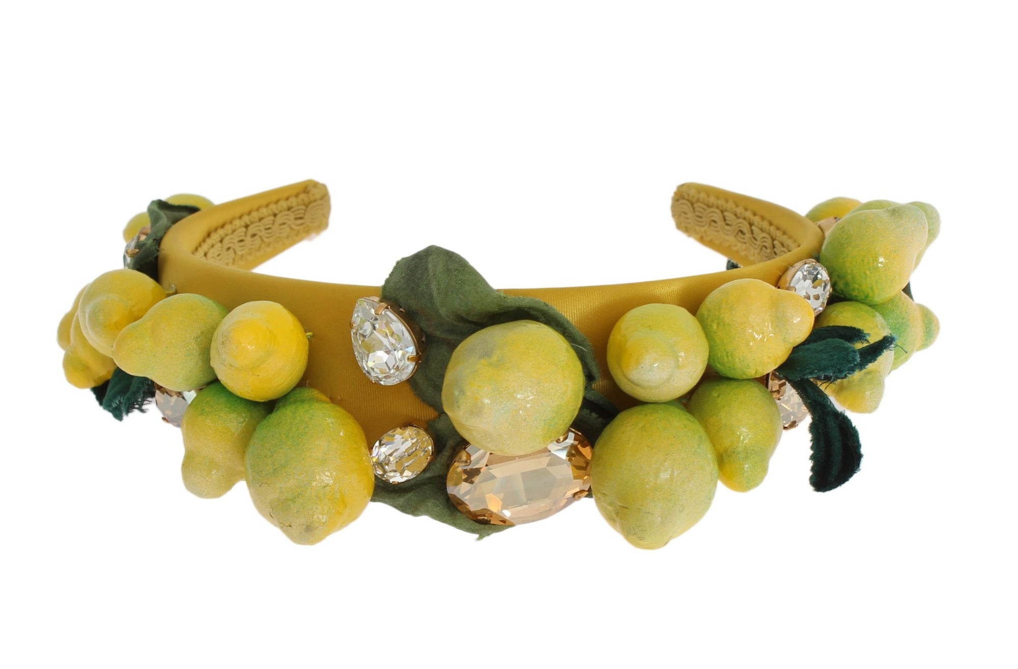 Dolce & Gabbana Yellow Lemons Sicily Crystal Diadem Tiara Headband - Maison Luxe