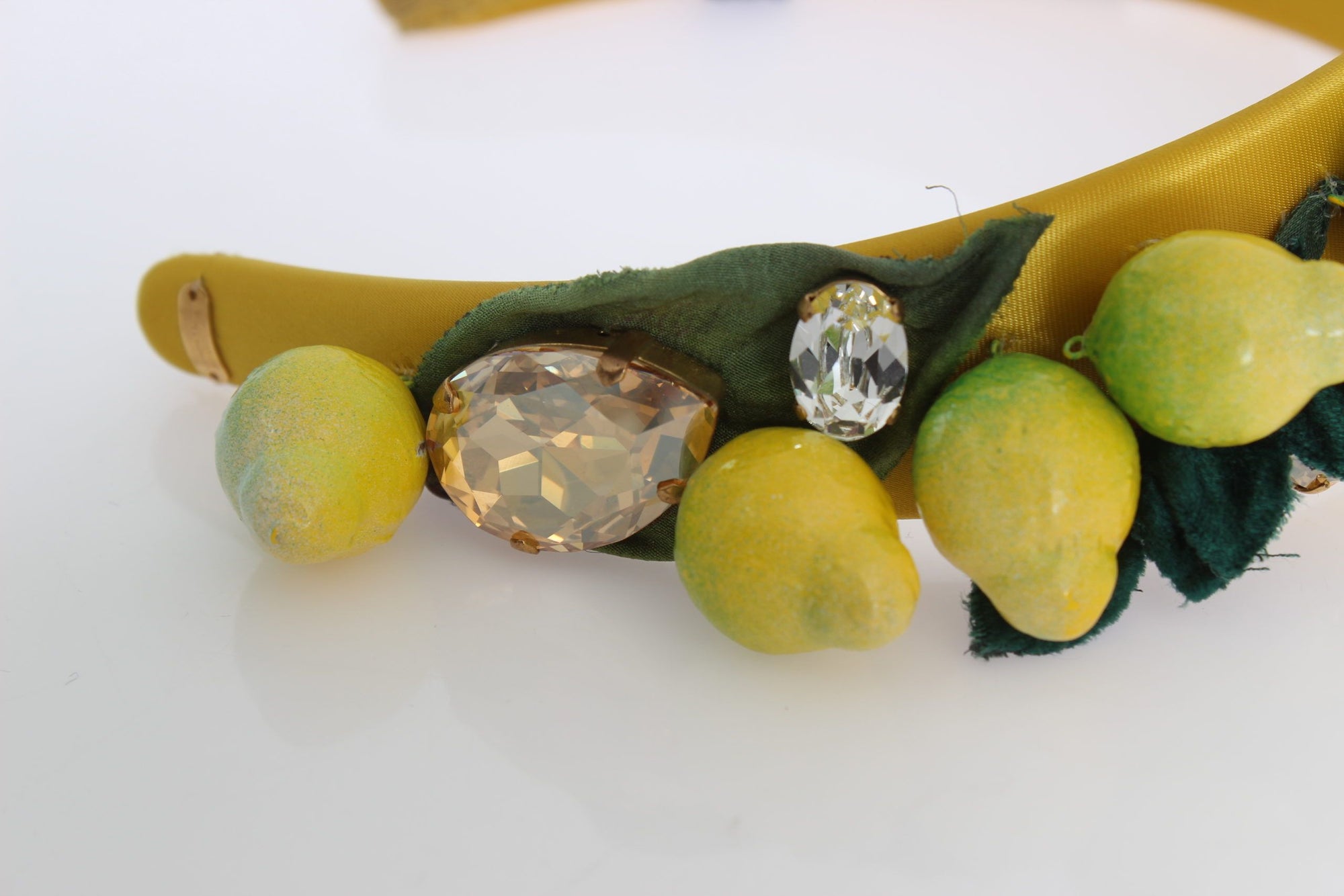 Dolce & Gabbana Yellow Lemons Sicily Crystal Diadem Tiara Headband - Maison Luxe