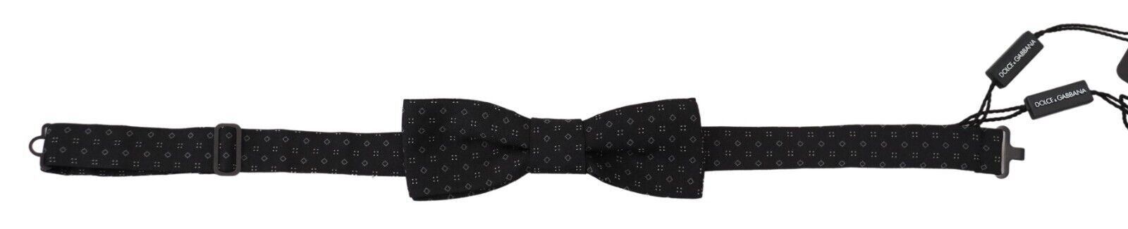 Dolce & Gabbana Black Pattern Silk Adjustable Neck Papillon Bow Tie - Maison Luxe