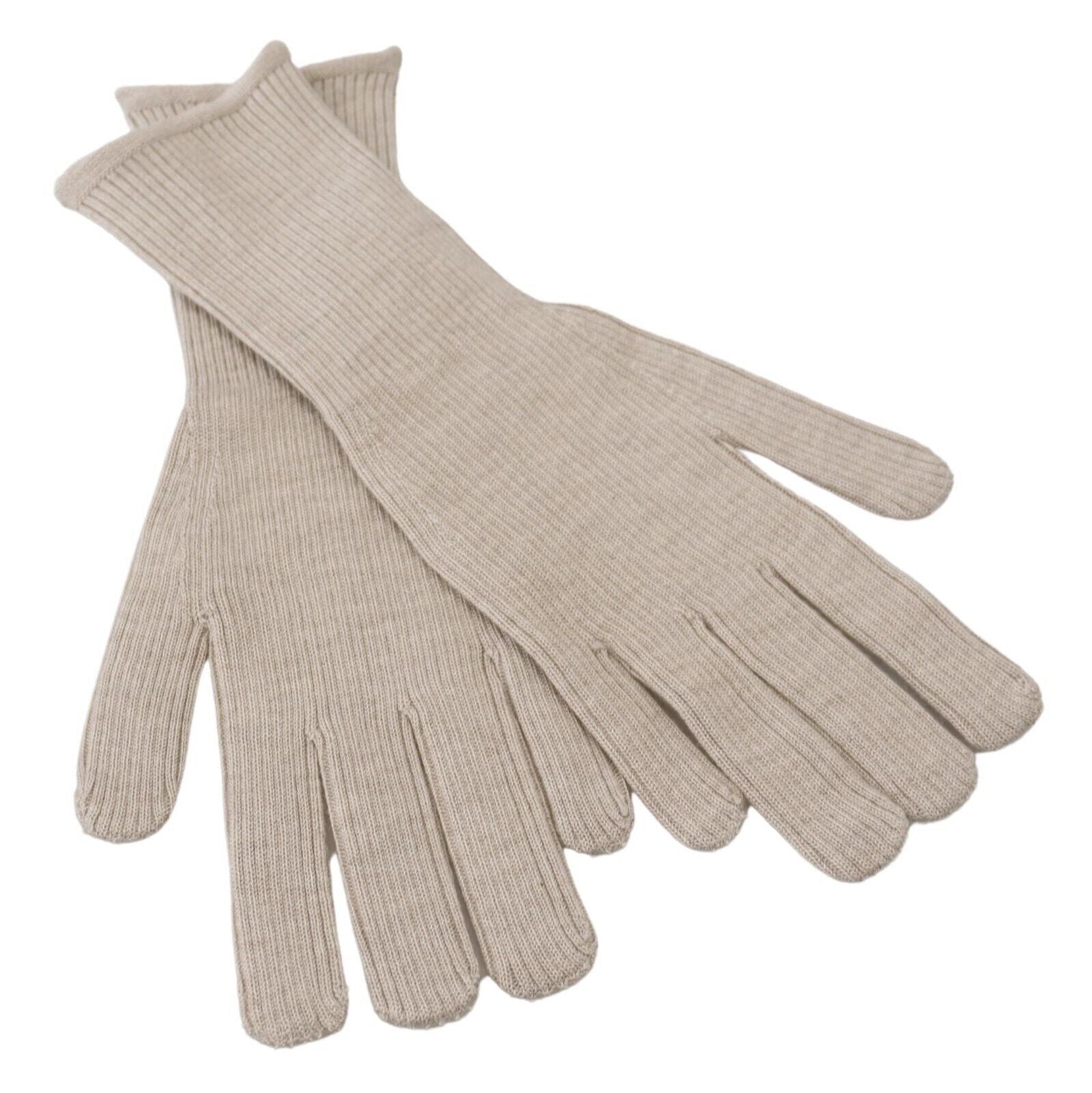 Dolce & Gabbana Ivory Cashmere Silk Hands Mitten Mens Gloves - Maison Luxe