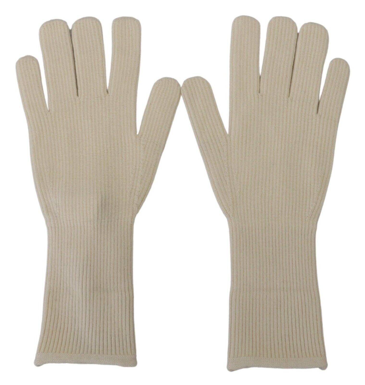 Dolce & Gabbana White Cashmere Knitted Hands Mitten Mens Gloves - Maison Luxe