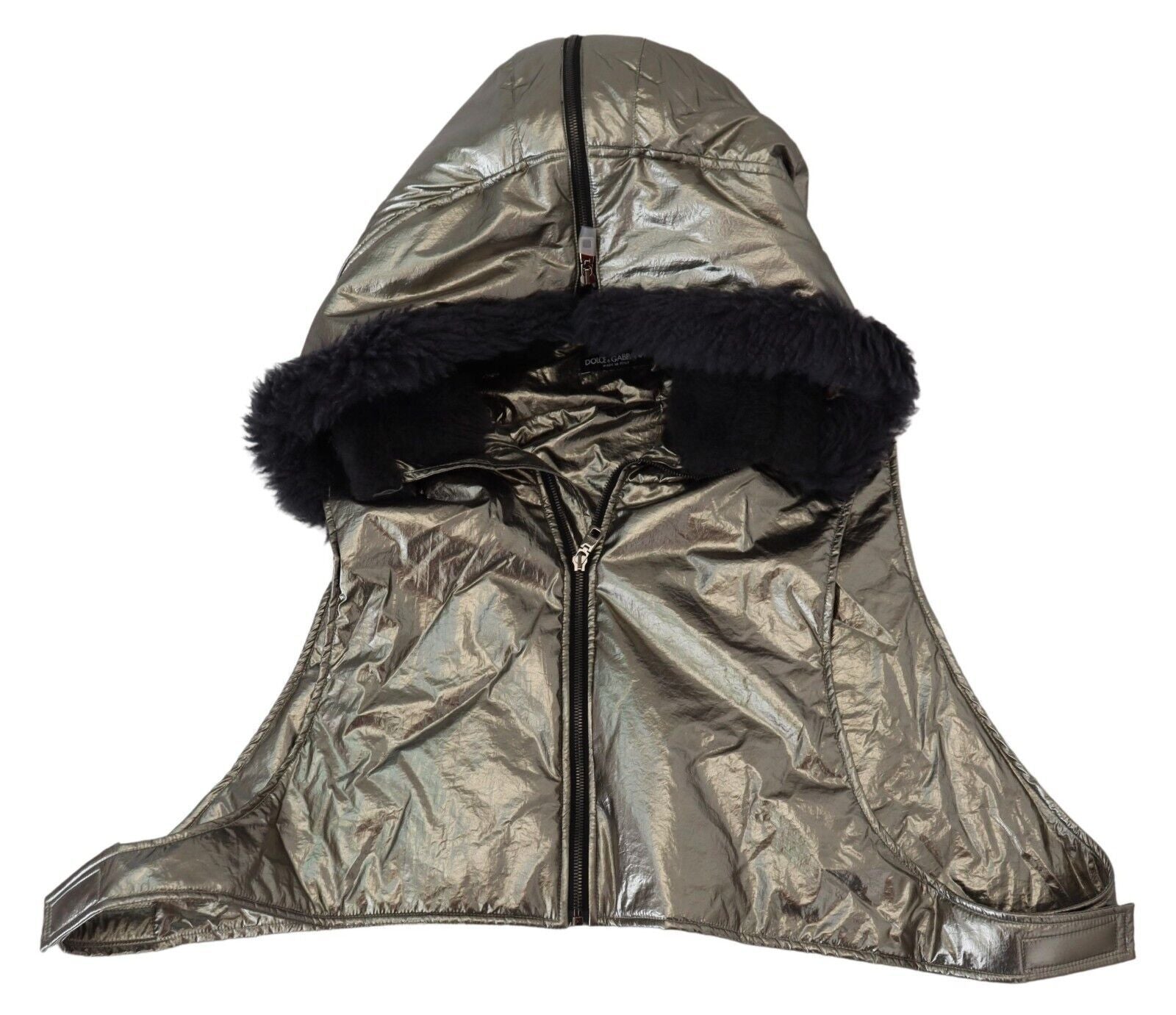 Dolce & Gabbana Silver Fur Whole Head Wrap Men Capello Nylon Hat - Maison Luxe