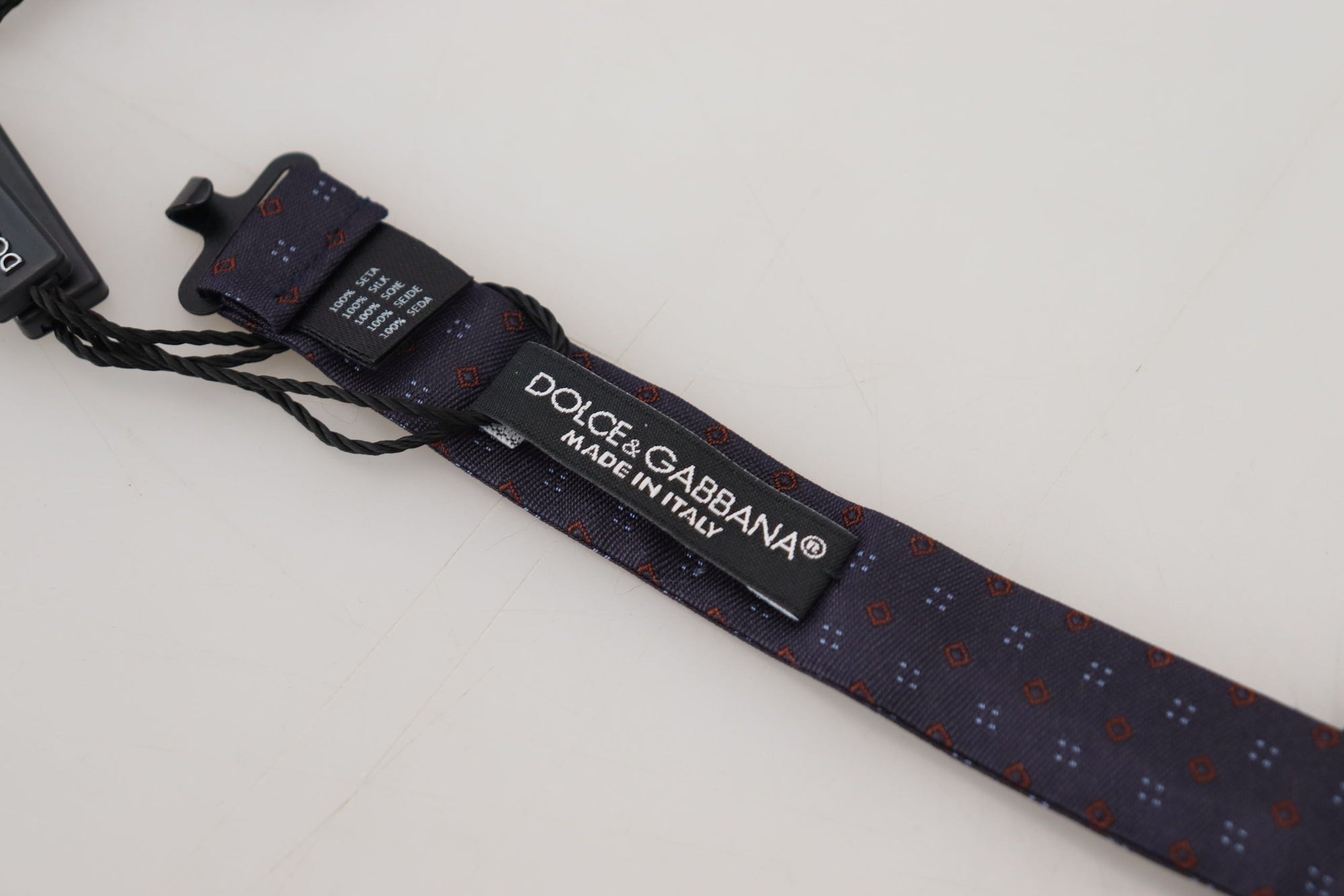 Dolce & Gabbana Blue Pattern Silk Adjustable Neck Papillon Bow Tie - Maison Luxe