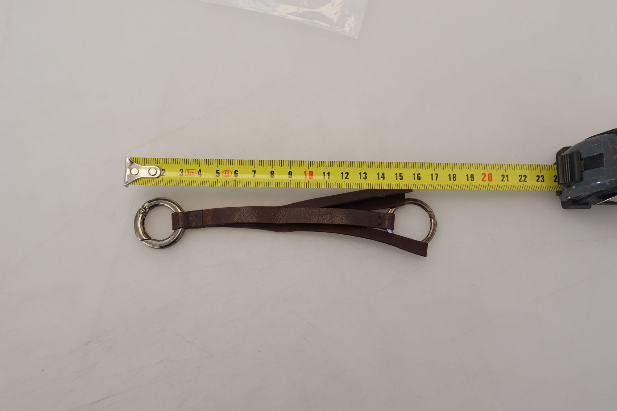 Costume National Brown Leather Silver Tone Metal Keyring Keychain - Maison Luxe