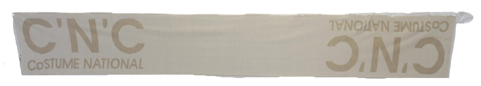 Costume National Beige White Logo Wrap Warmer Shawl Scarf - Maison Luxe