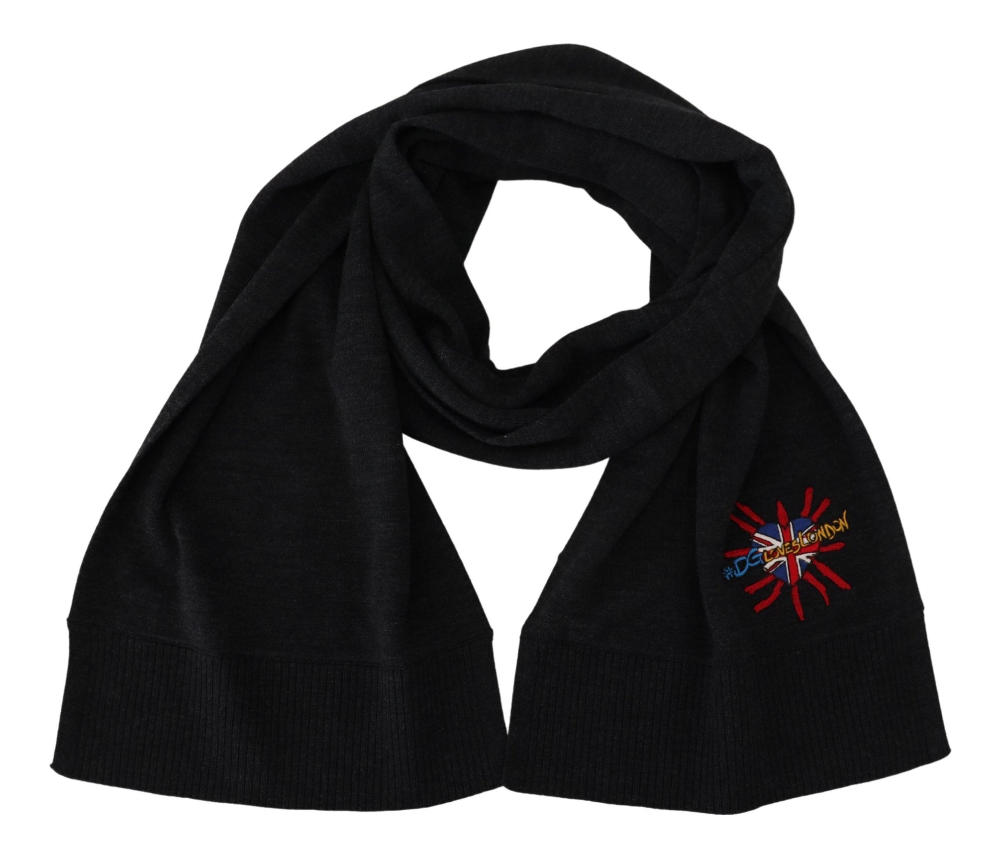 Dolce & Gabbana Black Sacred Heart #DGLovesLondon Wrap Scarf - Maison Luxe