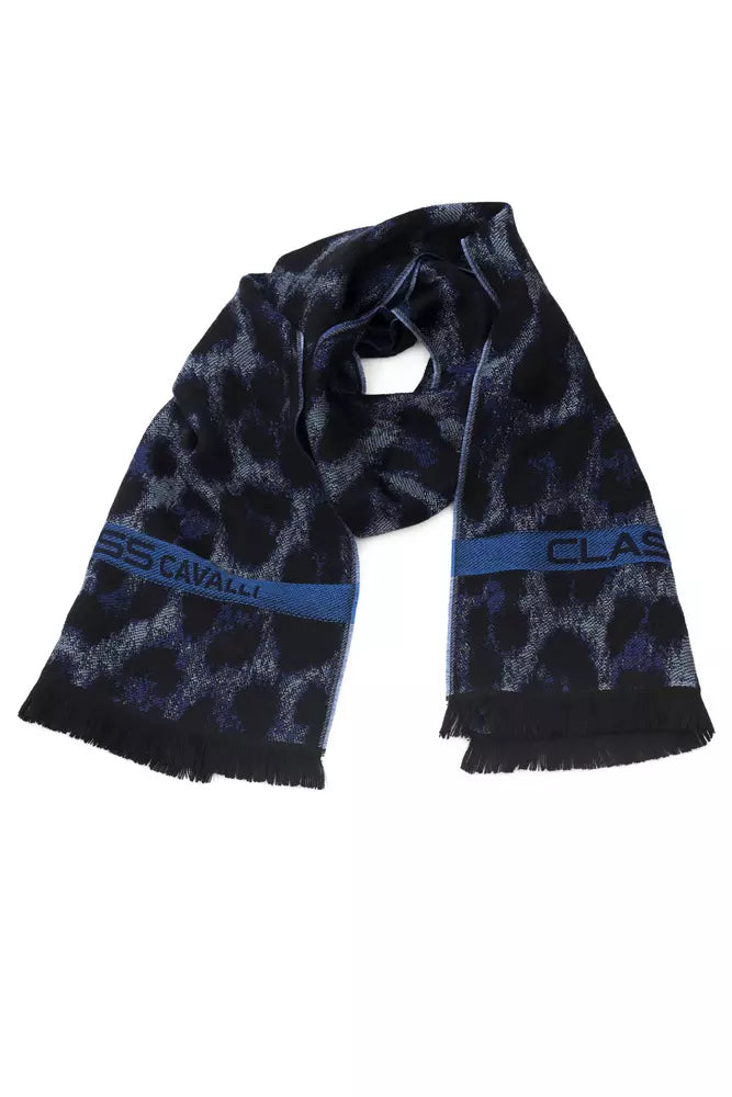 Cavalli Class Blue Wool Men Scarf - Maison Luxe