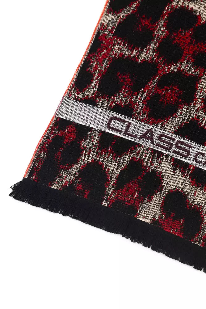 Cavalli Class Burgundy Wool Men Scarf - Maison Luxe