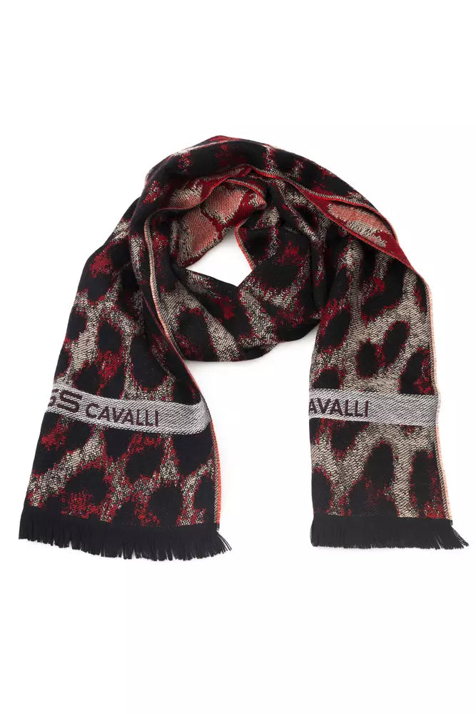Cavalli Class Burgundy Wool Men Scarf - Maison Luxe