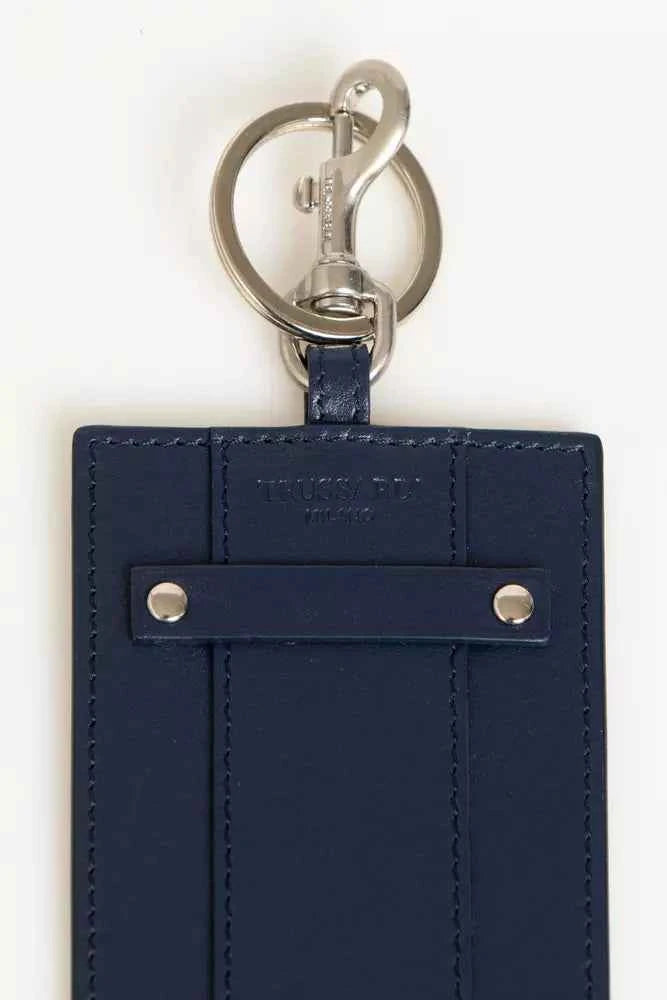 Trussardi Blue Leather Men Badge Holder